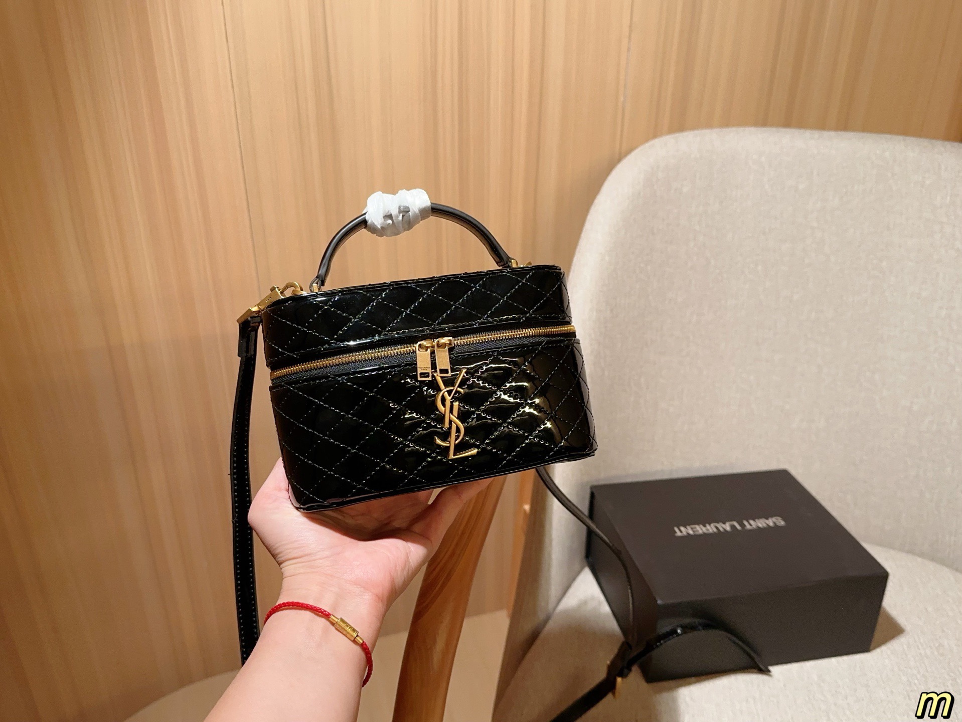YSL Saint Laurent Patent Leather Cosmetic Bag