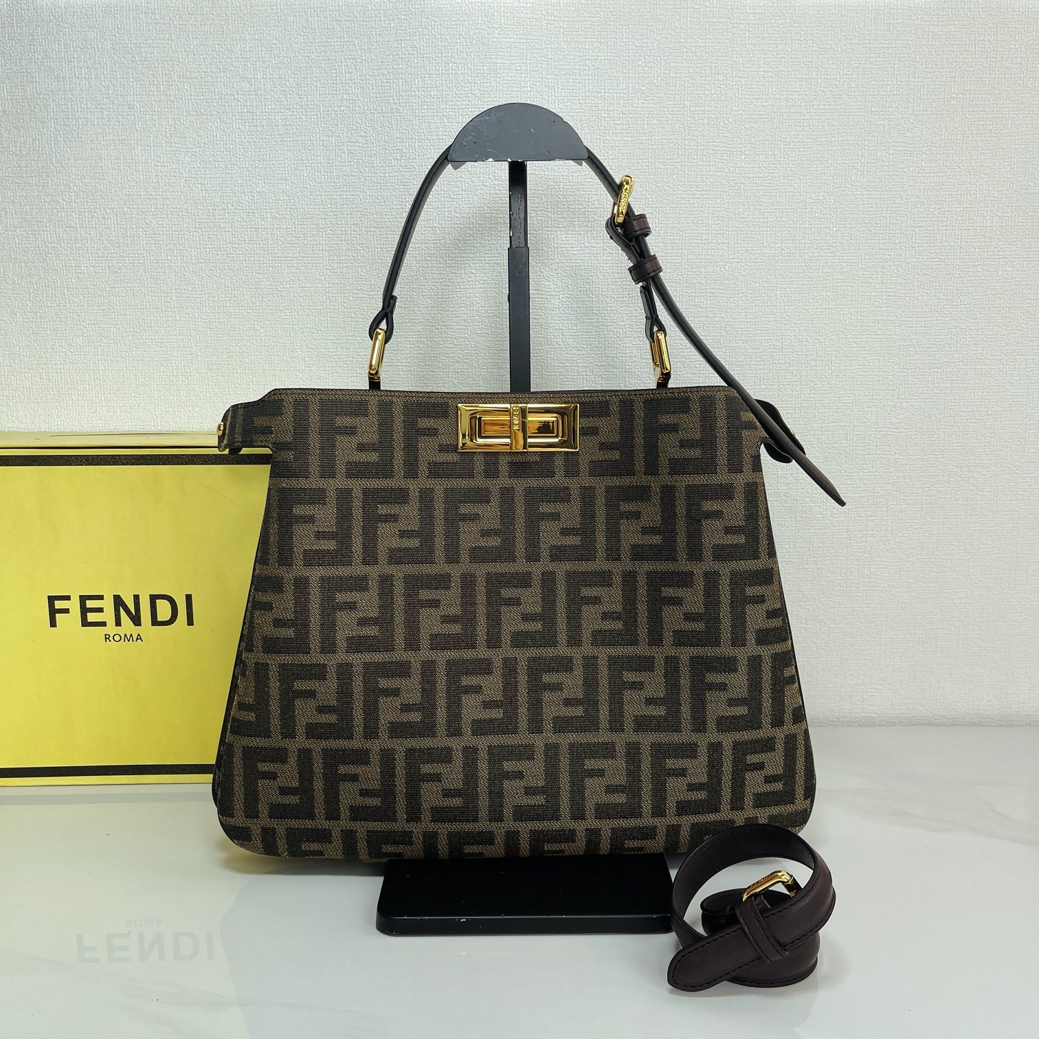 Fendi Peacab Fragment Zucca Pattern Kailu Handbag