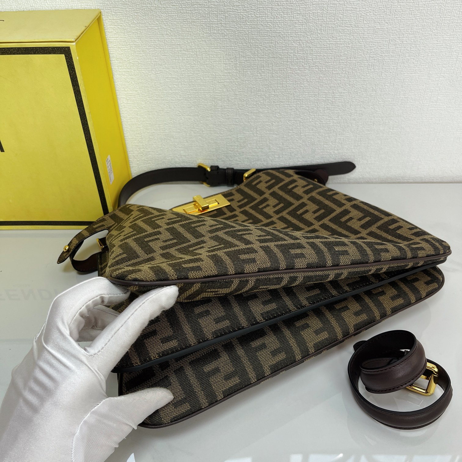 Fendi Peacab Fragment Zucca Pattern Kailu Handbag