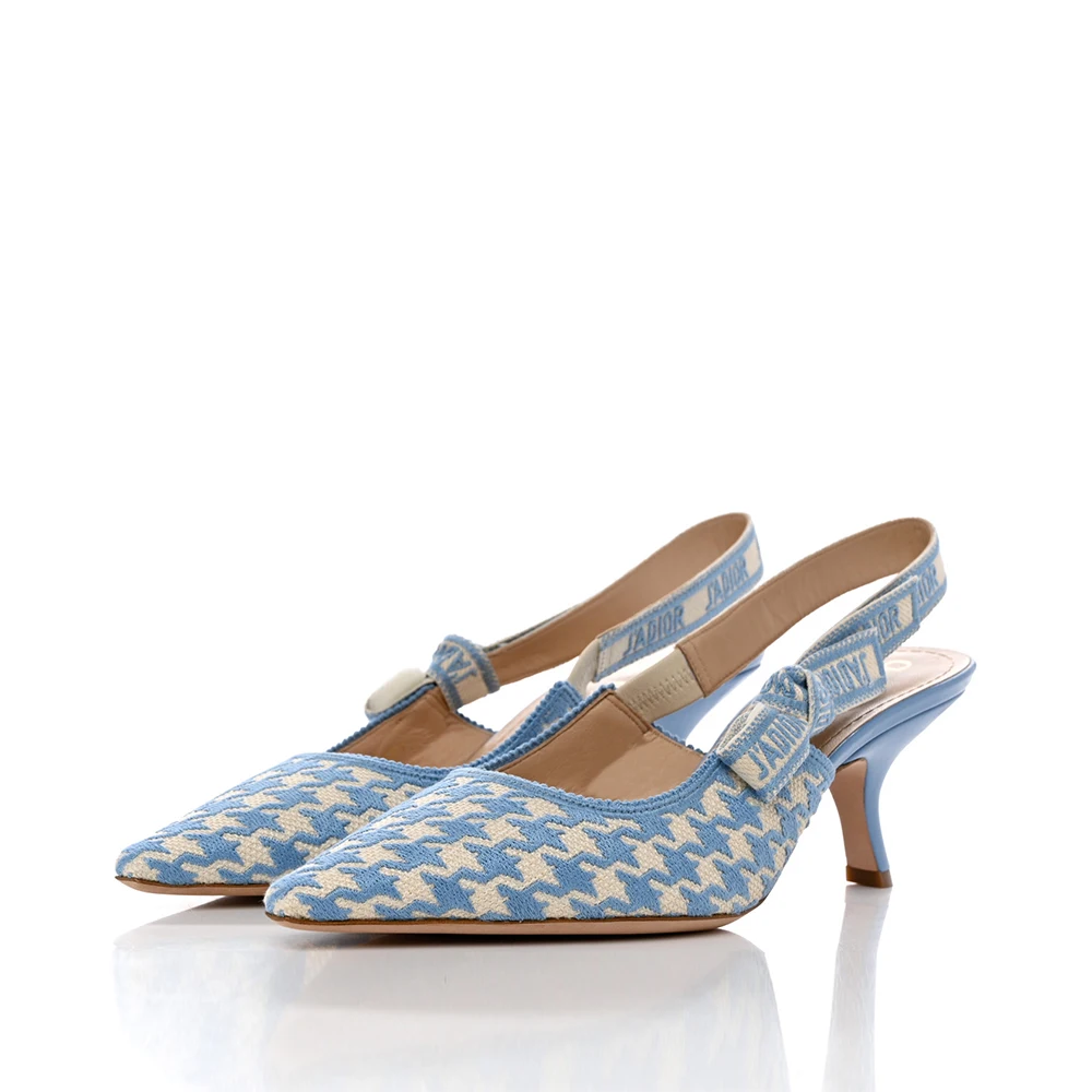 Dior Cotton Houndstooth J'Adior Slingback Heels