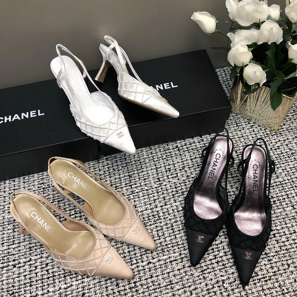 Chanel Vintage Double C Pointed Toe Heels