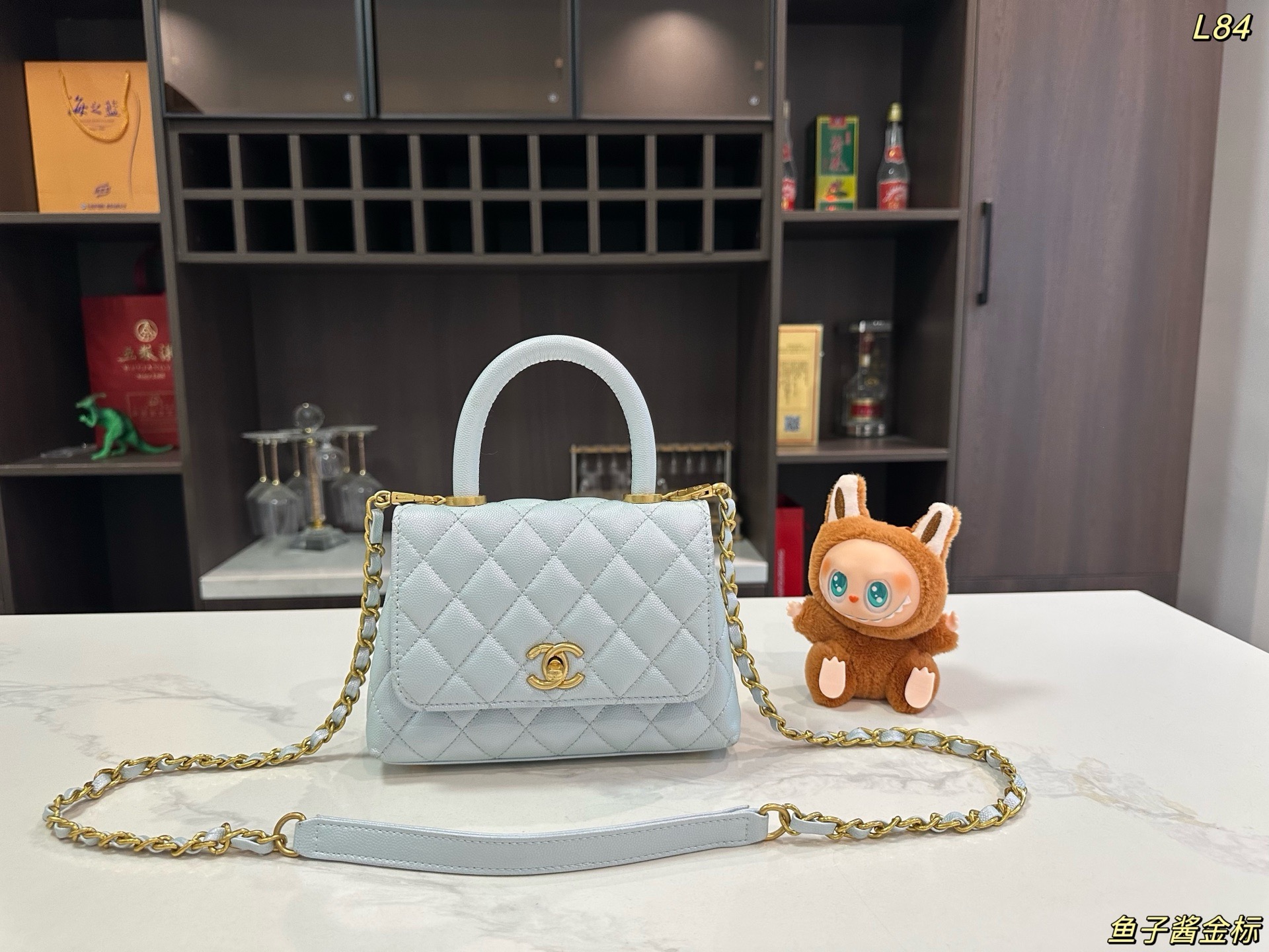 Chanel Quilted Caviar Mini Coco Top Handle Flap Bag