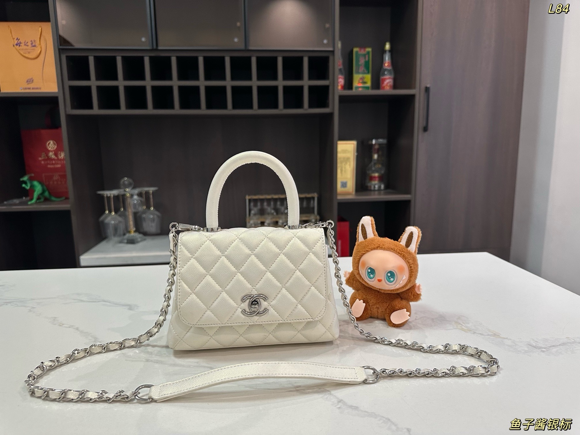 Chanel Quilted Caviar Mini Coco Top Handle Flap Bag