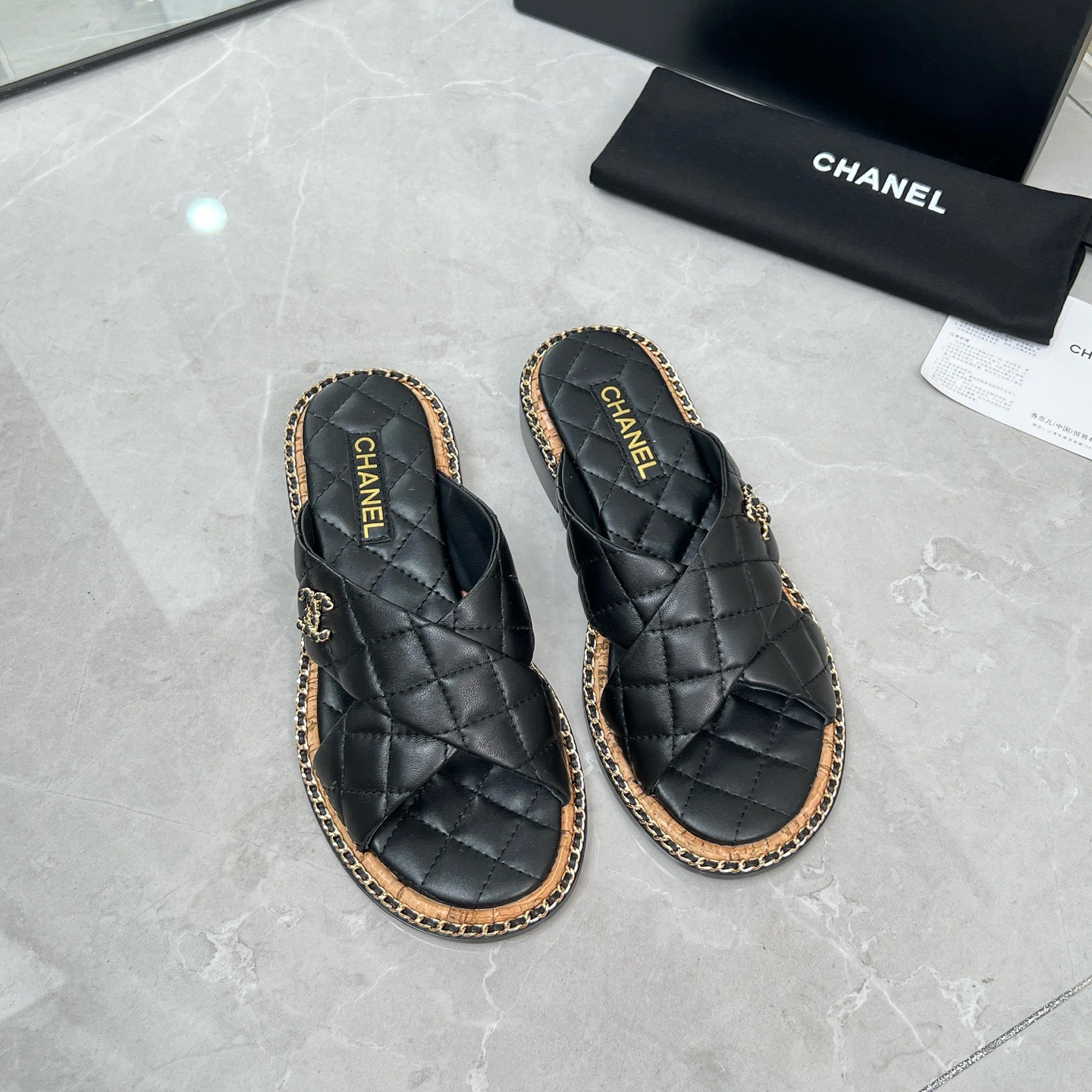 Chanel women's gold sandals