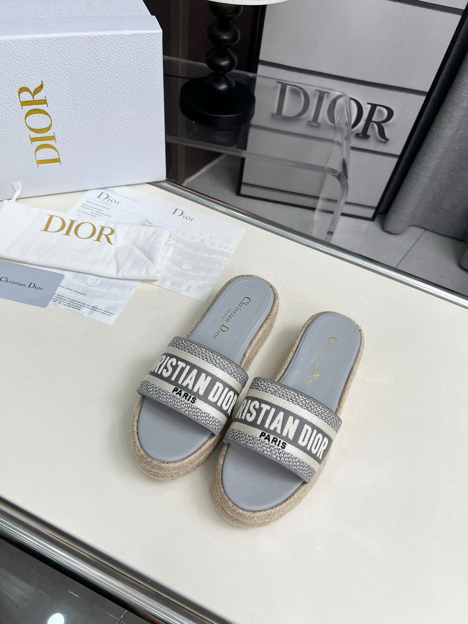Dioriviera Dway Platform Slides embroidered cotton