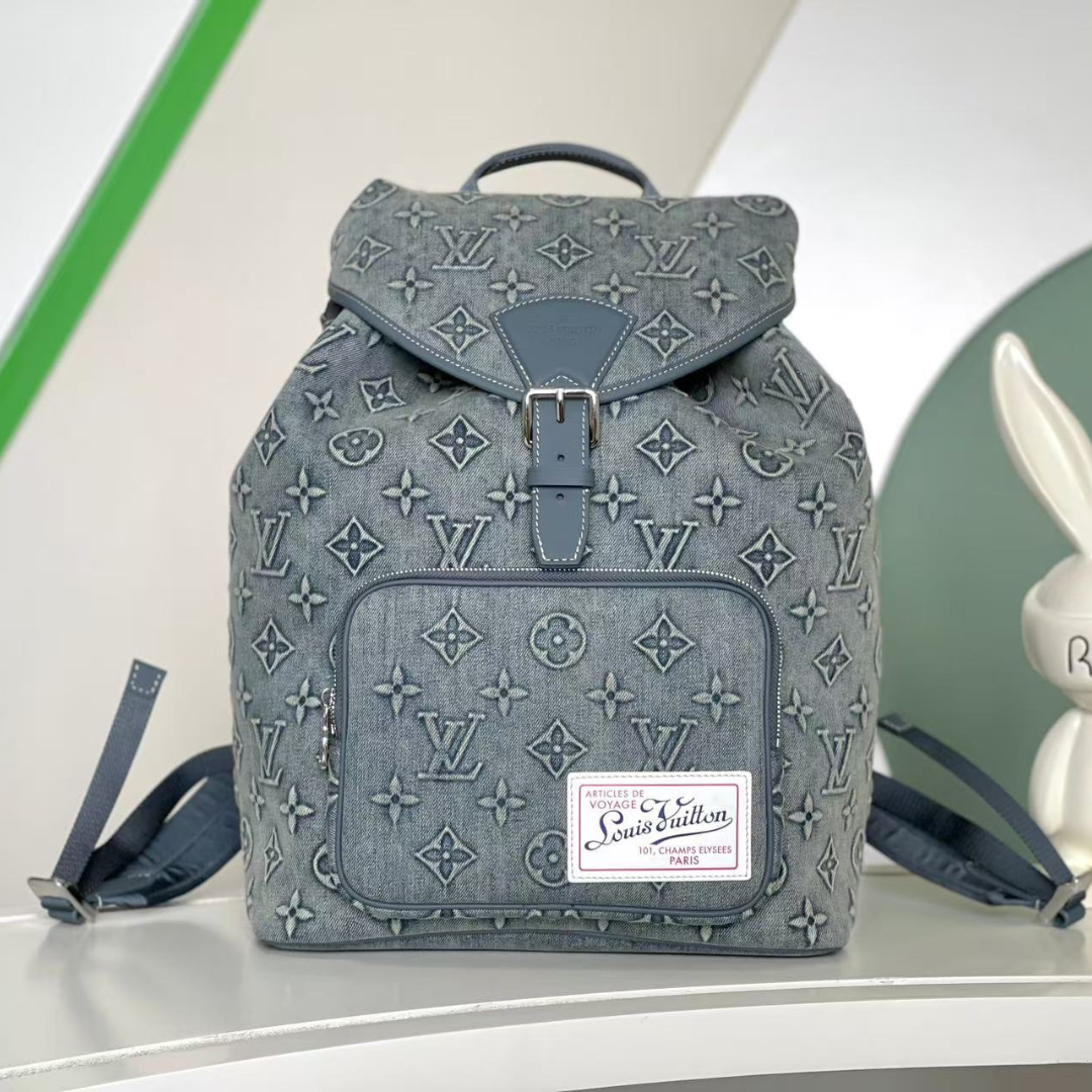 LV Montsouris Monogram Denim Backpack Mirror Version 10A