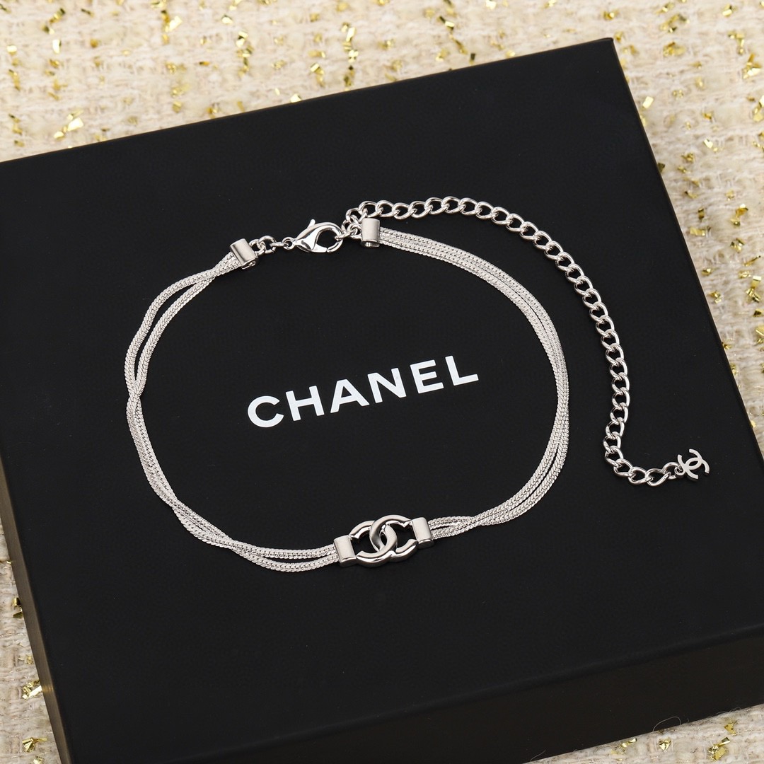 Chanel double choker snake bone double C necklace