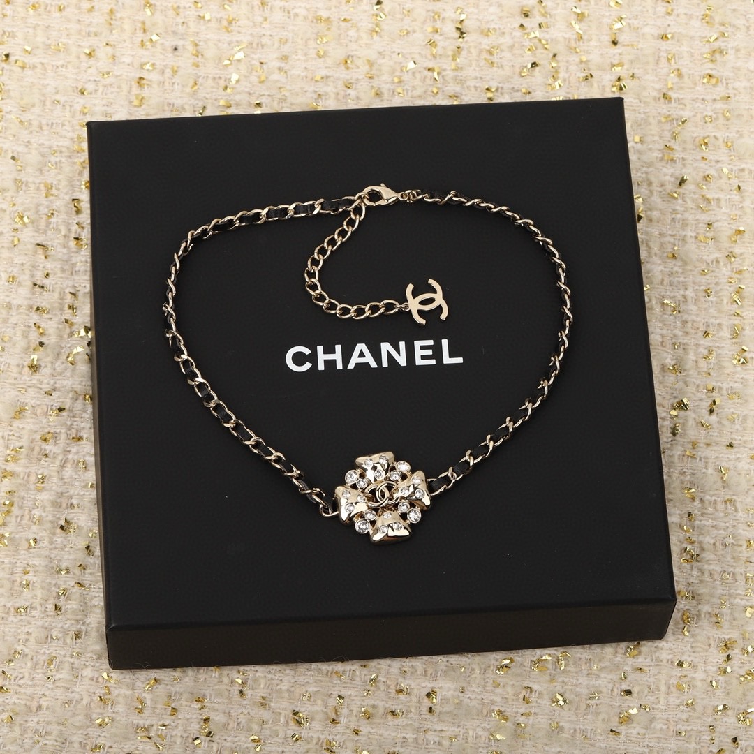 Chanel Four Leaf Clover Cutout Choker Necklace