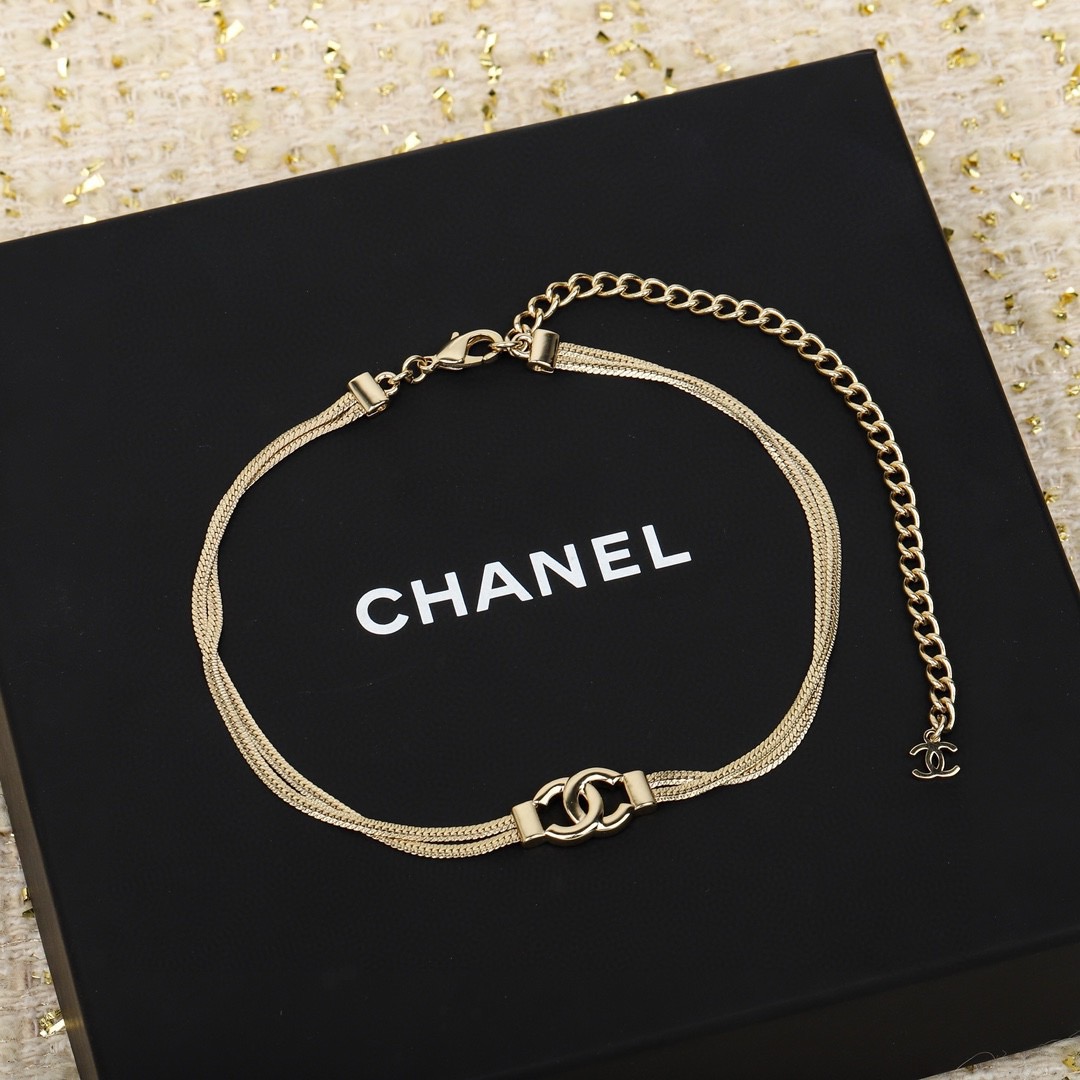 Chanel double choker snake bone double C necklace
