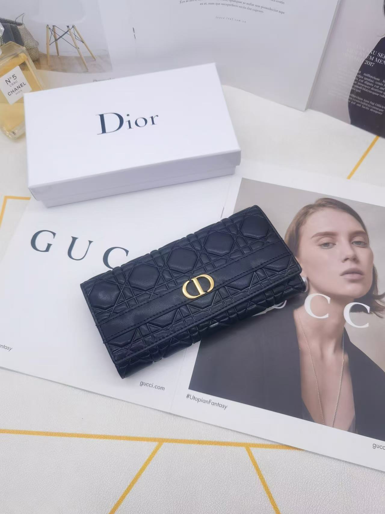 Dior Quilted Leather Long Wallet