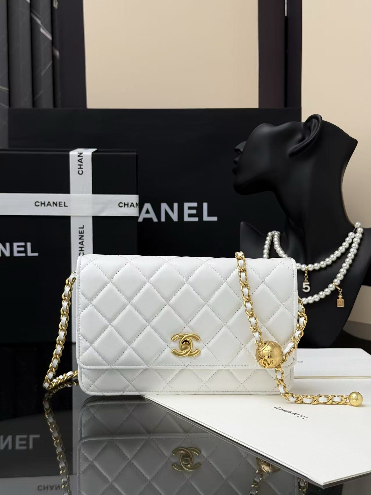Chanel Pearl Embossed Chain Bag