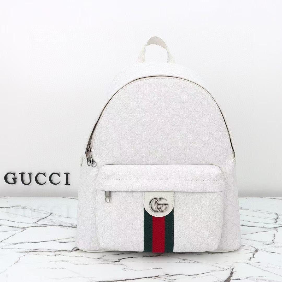 Gucci Ophidia Medium Backpack in white GG Supreme