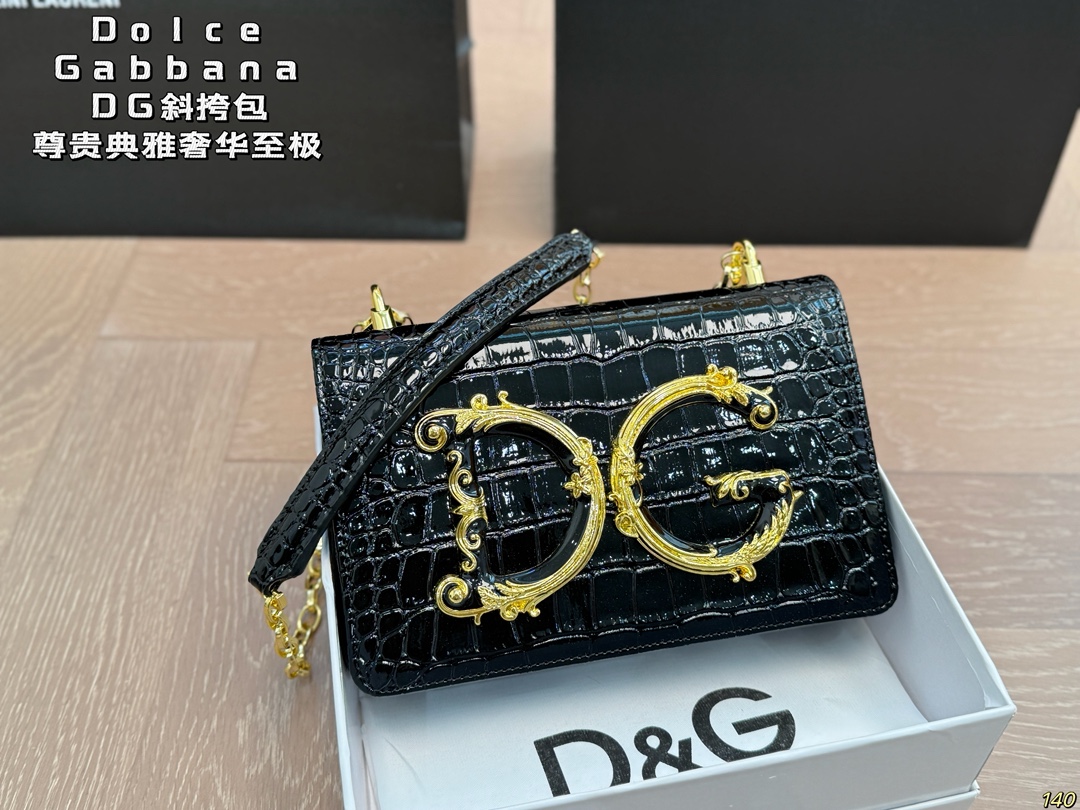 Dolce & Gabbana Crocodile Print Calfskin DG Girls Bag