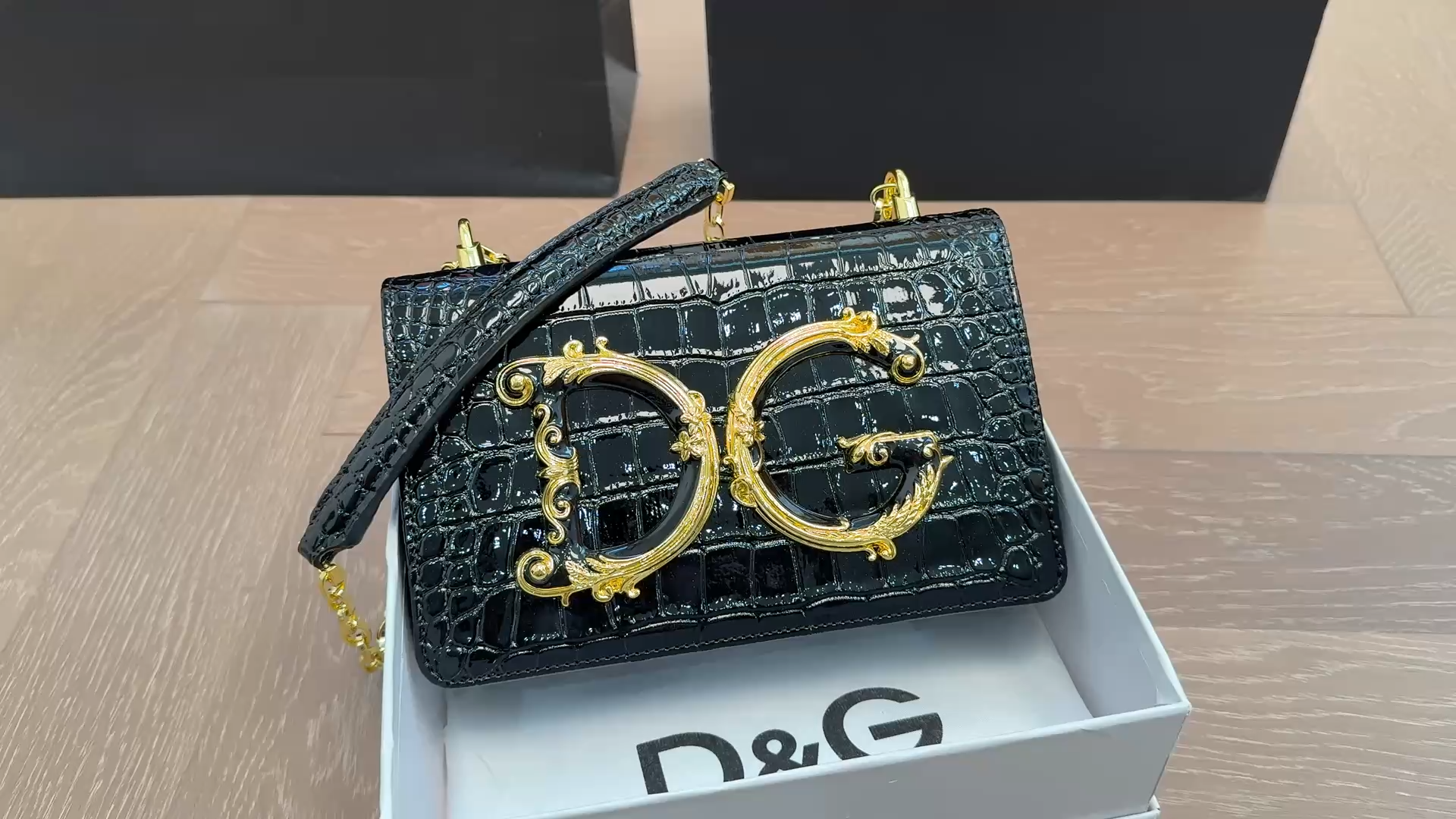 Dolce & Gabbana Crocodile Print Calfskin DG Girls Bag