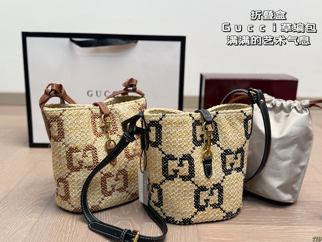 Gucci Mini Woven Bucket Bag