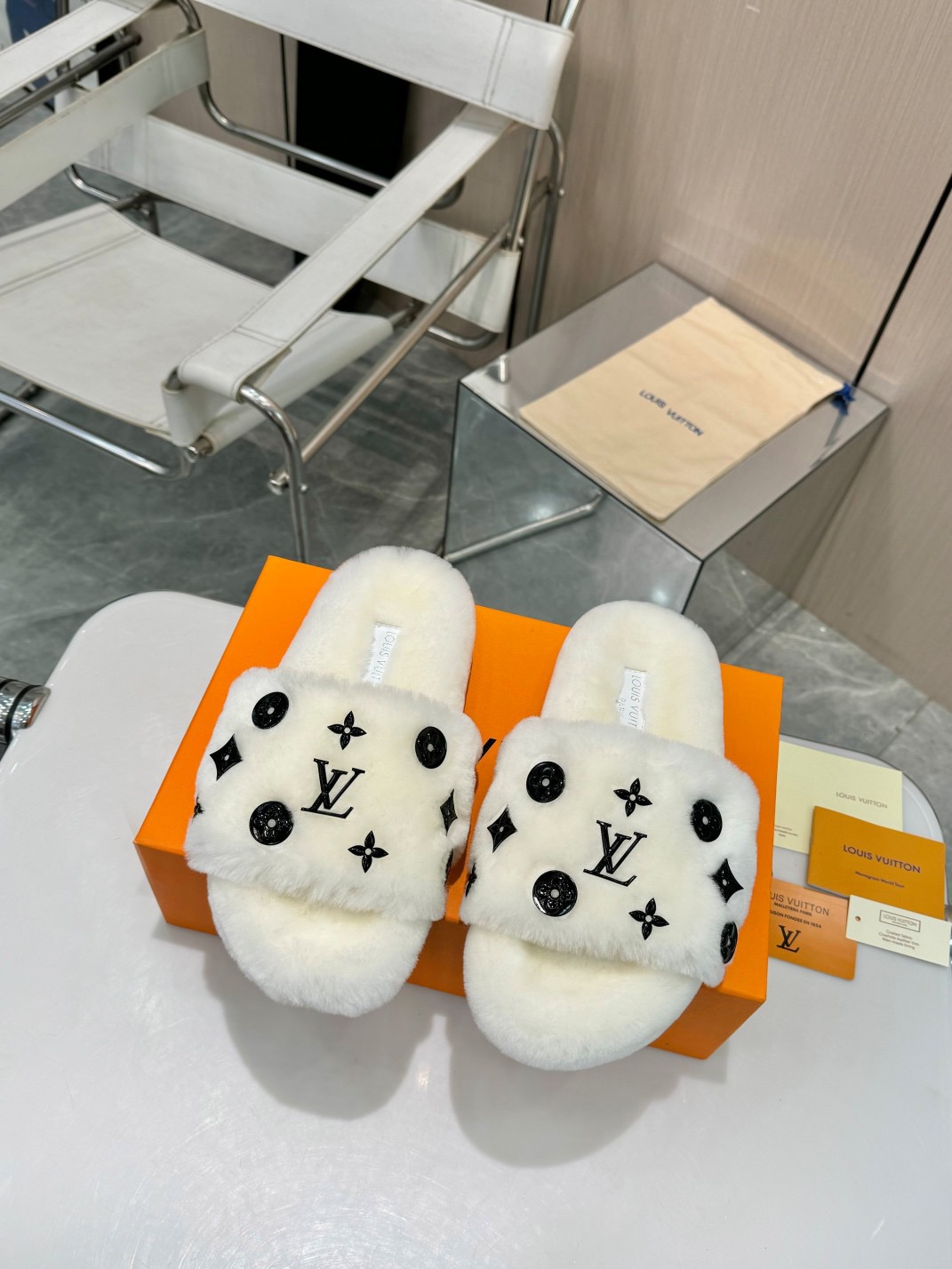LV Fuzzy Slippers