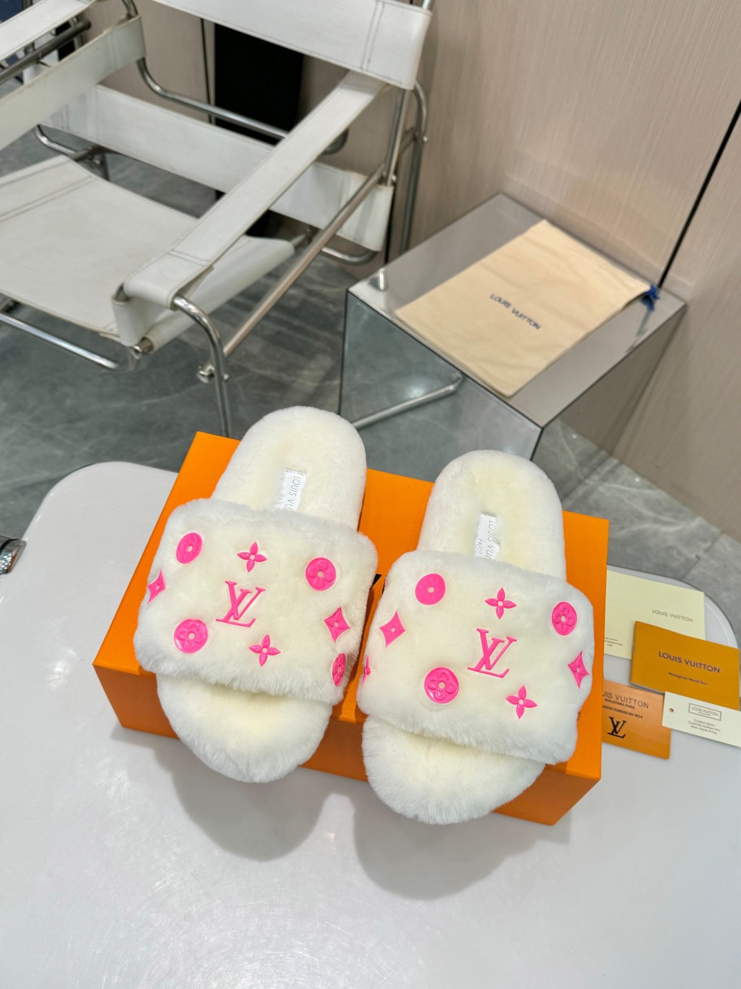 LV Fuzzy Slippers