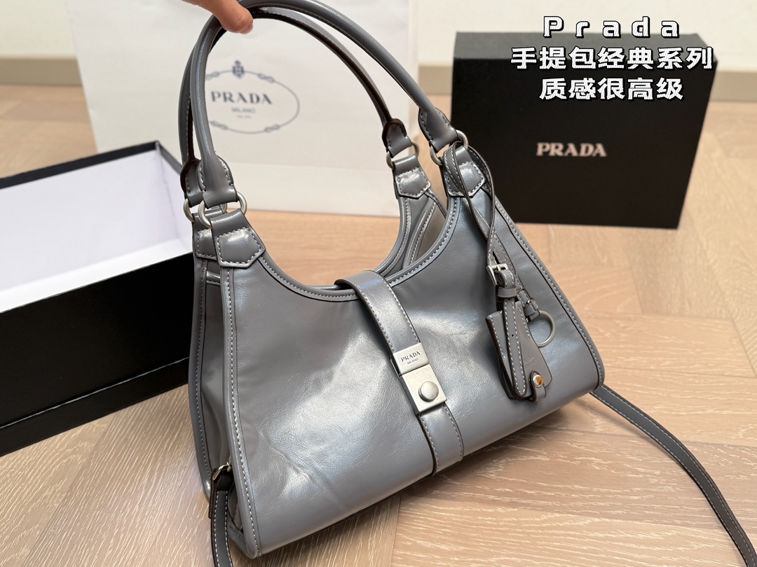 Prada push-lock Leather Tote Bag