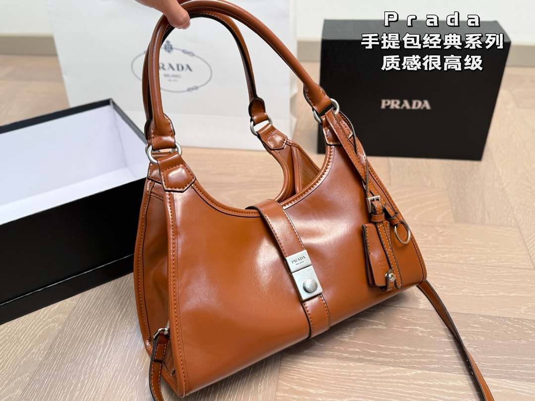 Prada push-lock Leather Tote Bag