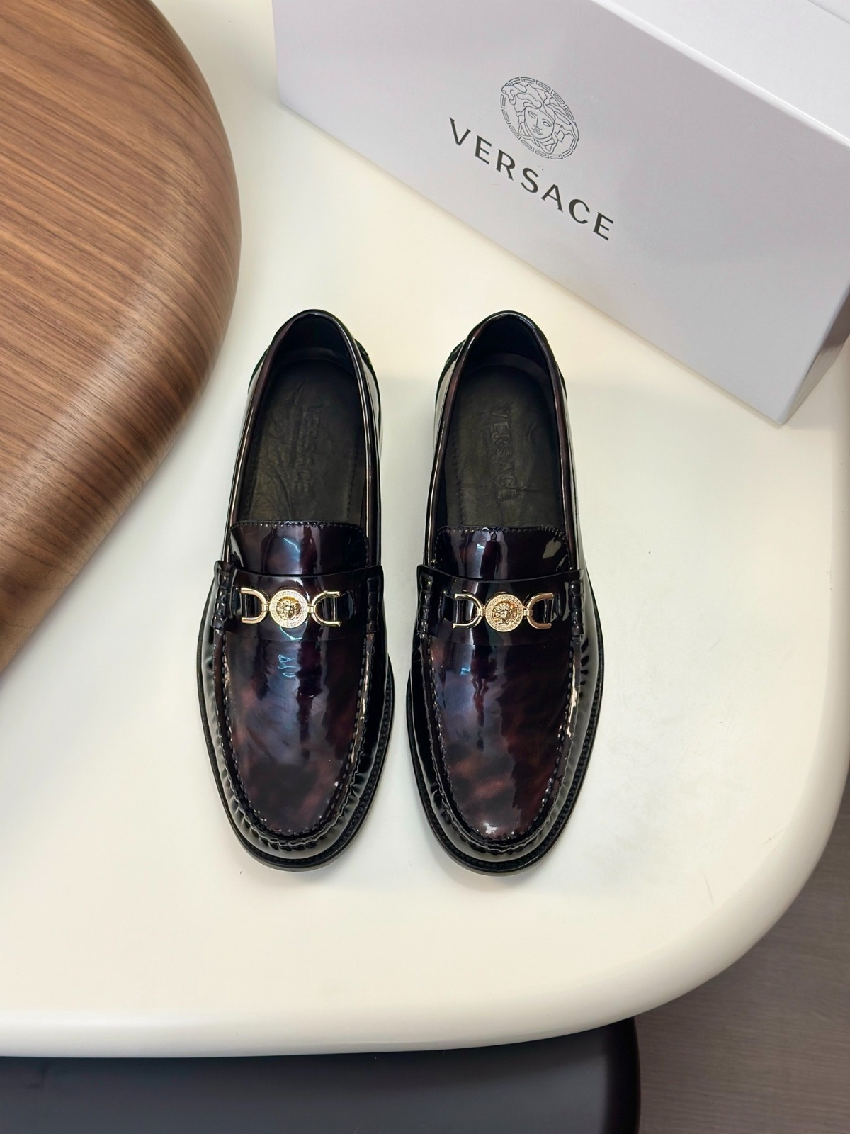 Versace Black Leather Medusa 95 Loafers