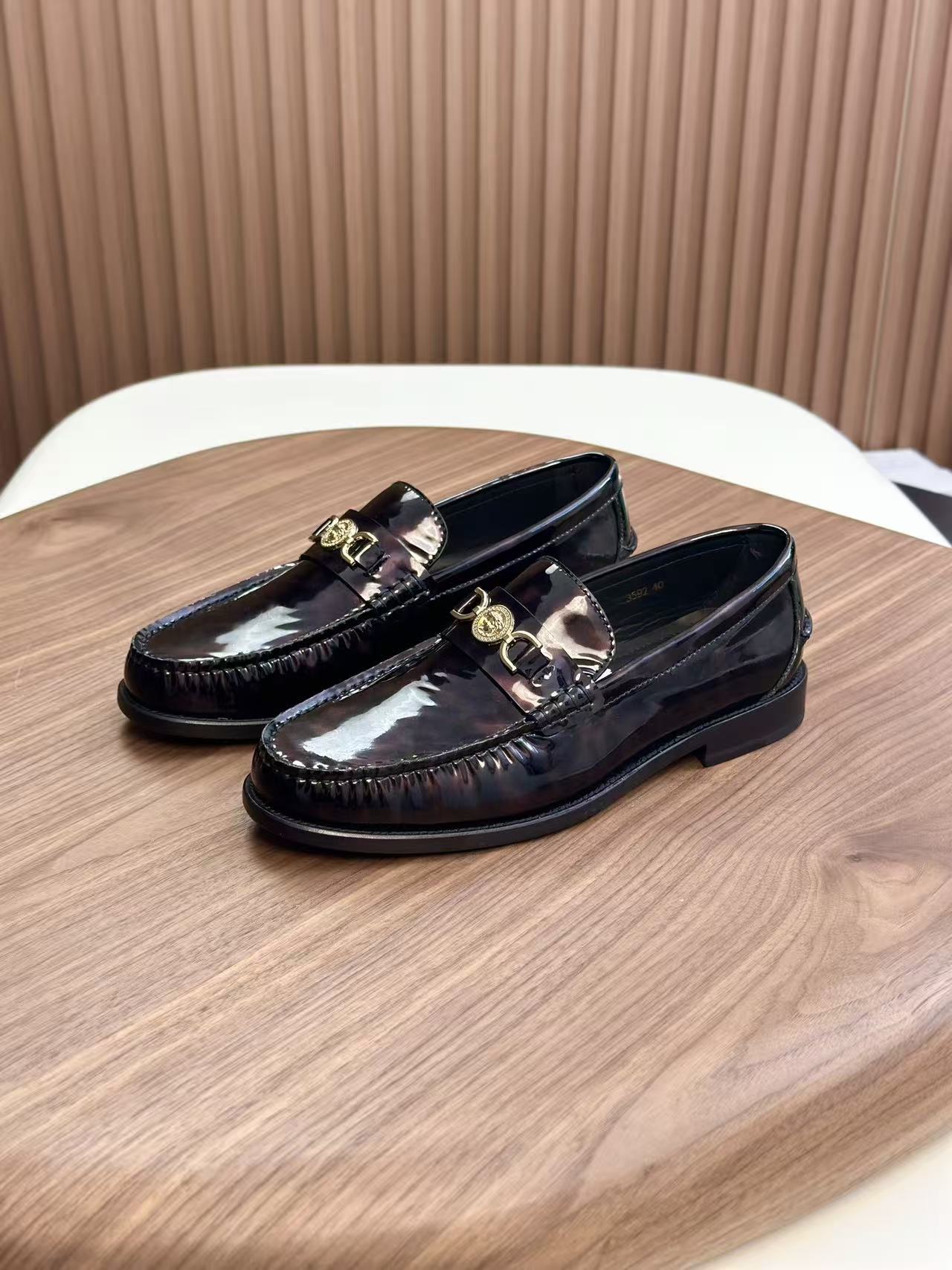 Versace Black Leather Medusa 95 Loafers