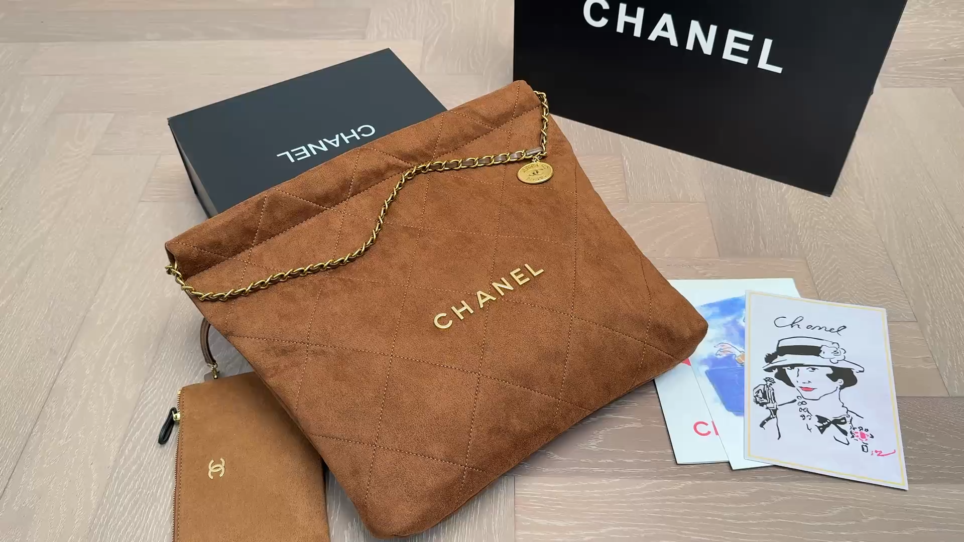 Chanel Brown Suede Leather Bag
