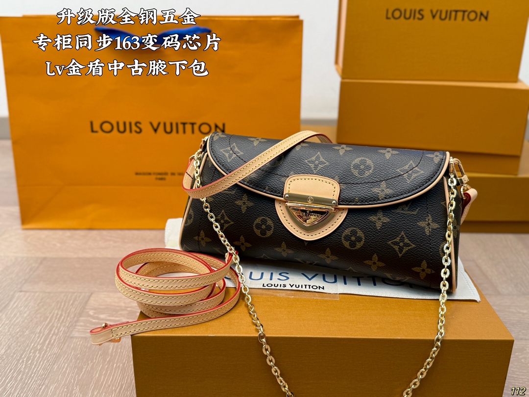 LV Monogram Leather Beverly Clutch