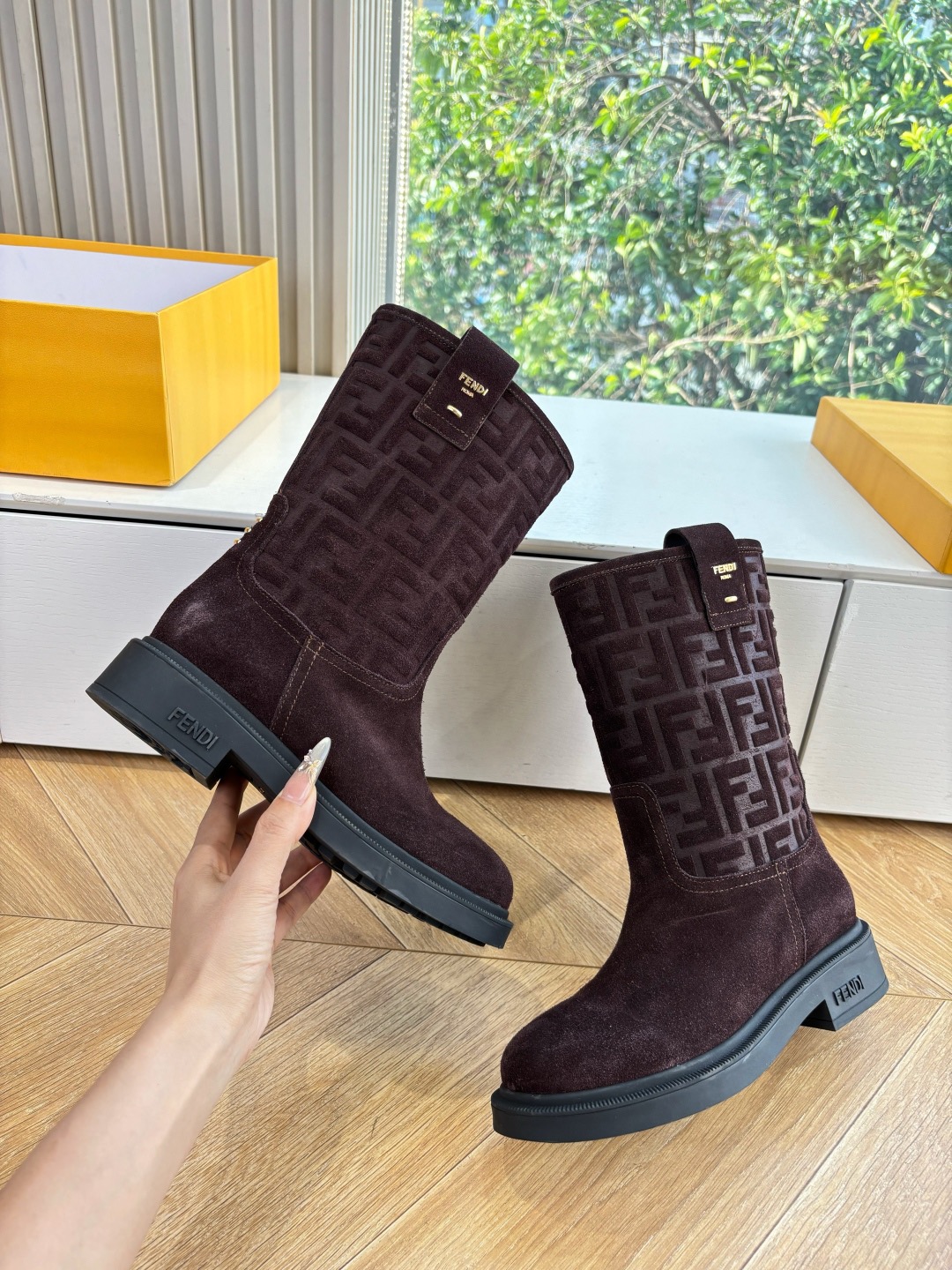 Fendi Filo Mid-Calf Suede Boots