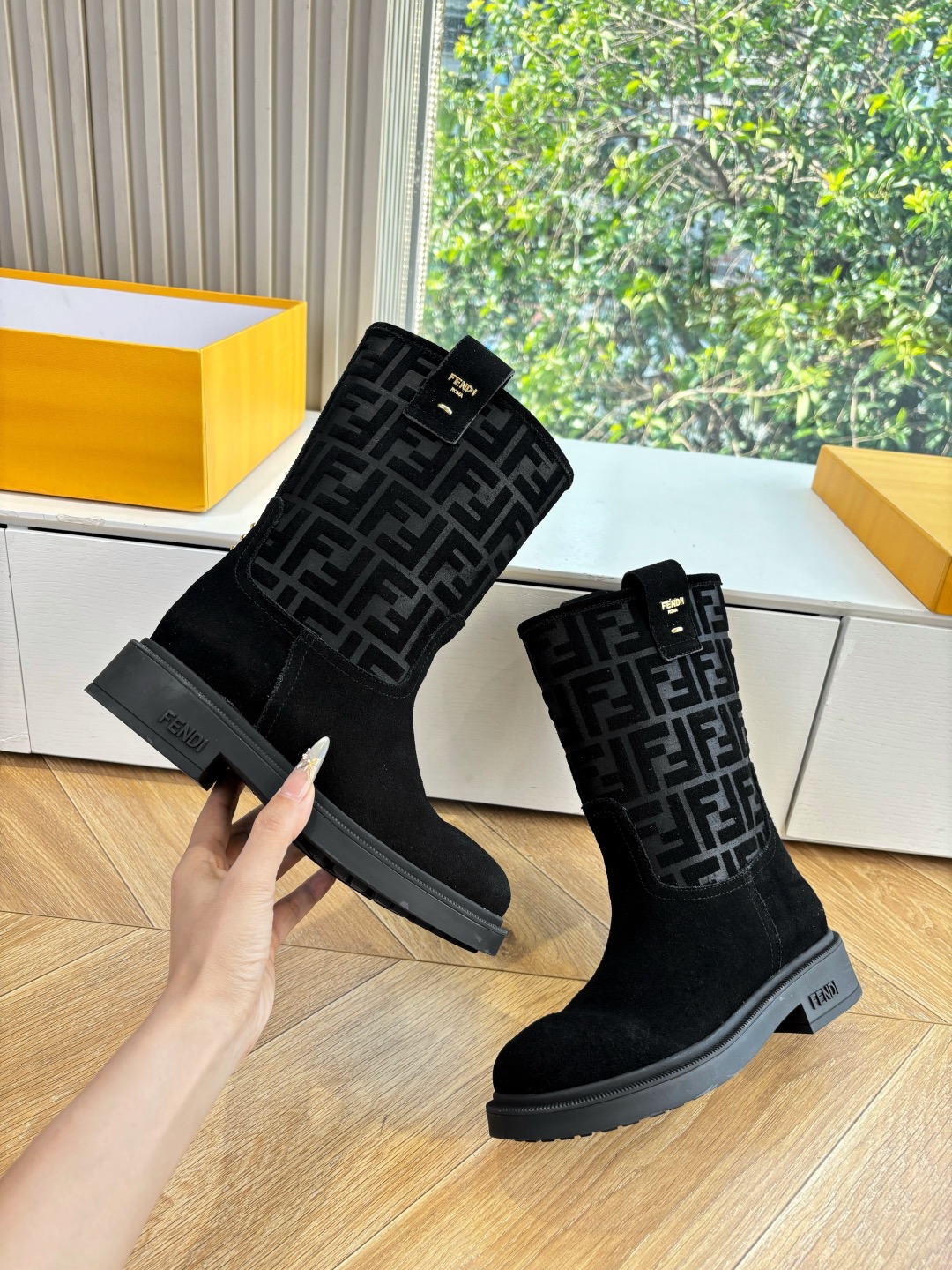 Fendi Filo Mid-Calf Suede Boots