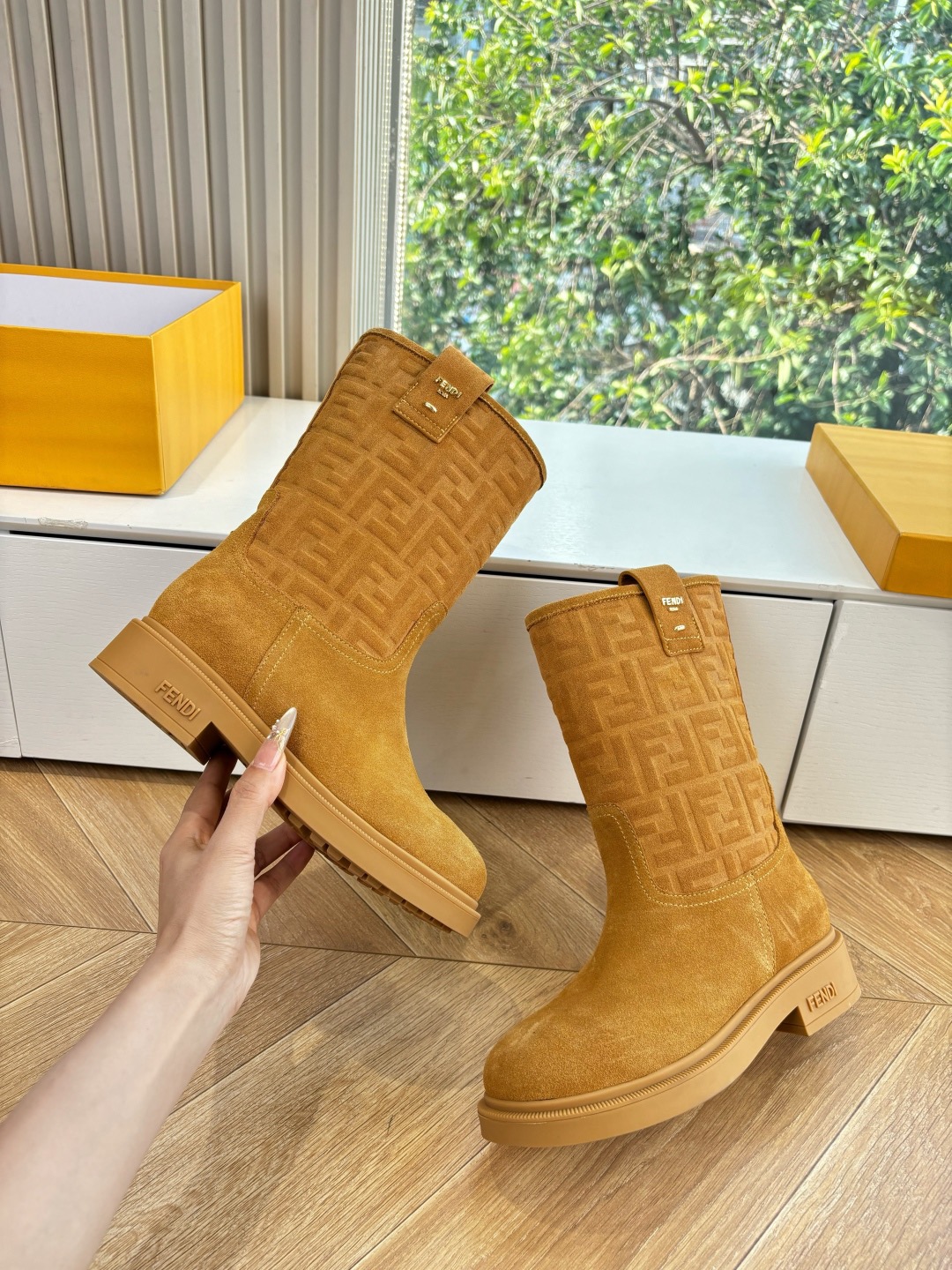 Fendi Filo Mid-Calf Suede Boots