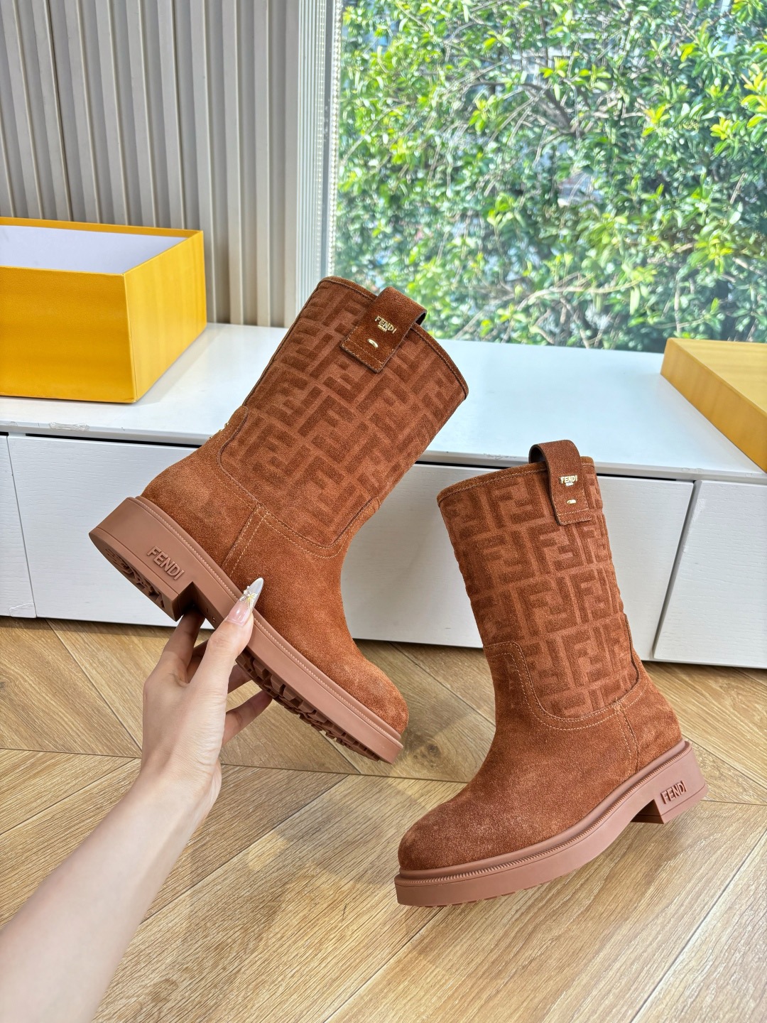 Fendi Filo Mid-Calf Suede Boots