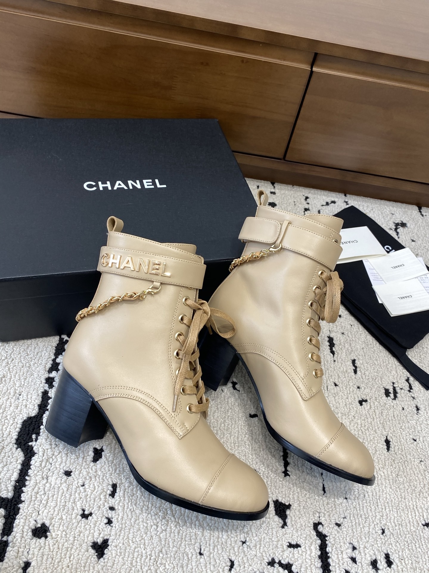 Chanel Chain Combat Boots