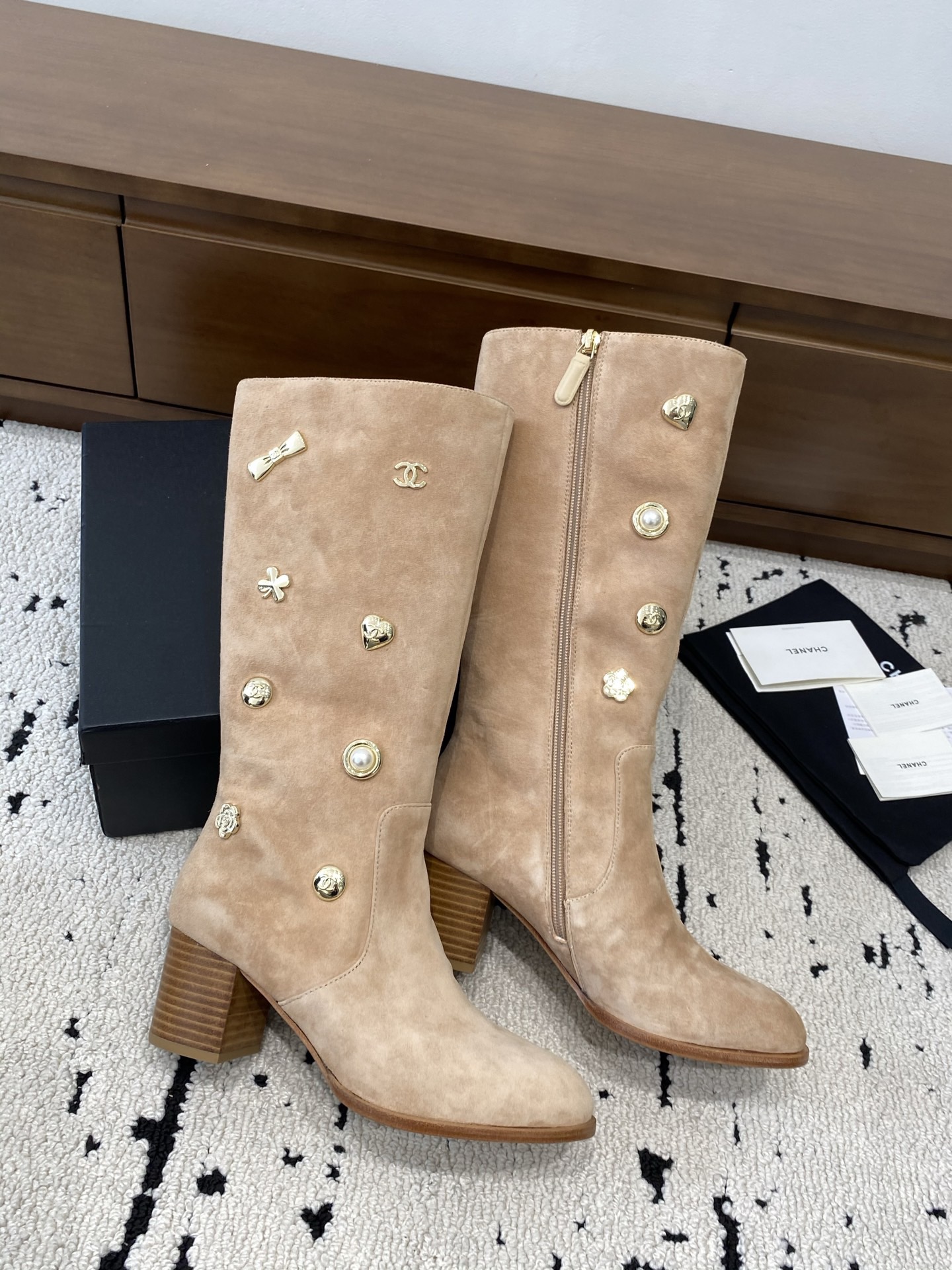 Chanel Pearl Rider Boots