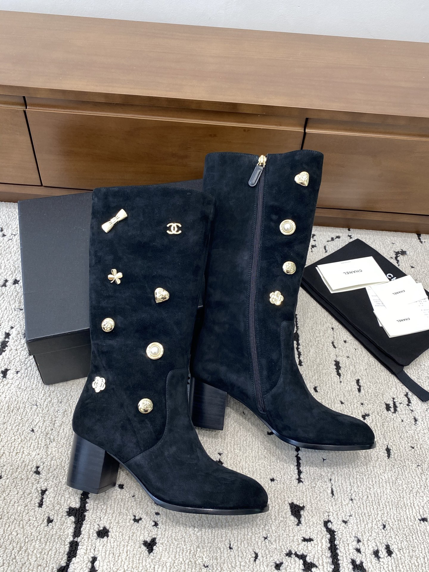 Chanel Pearl Rider Boots