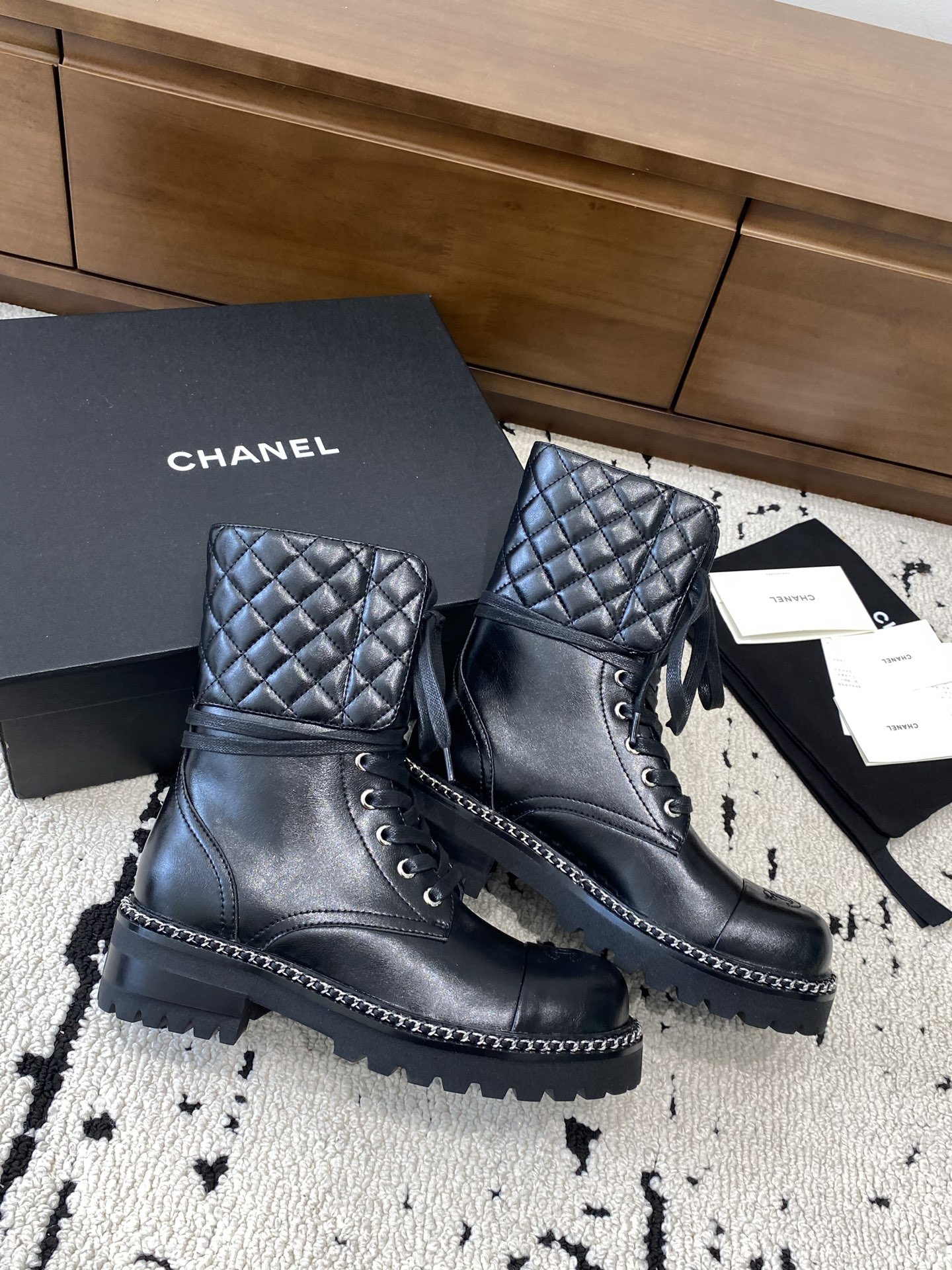 Chanel Crack Combat Boots
