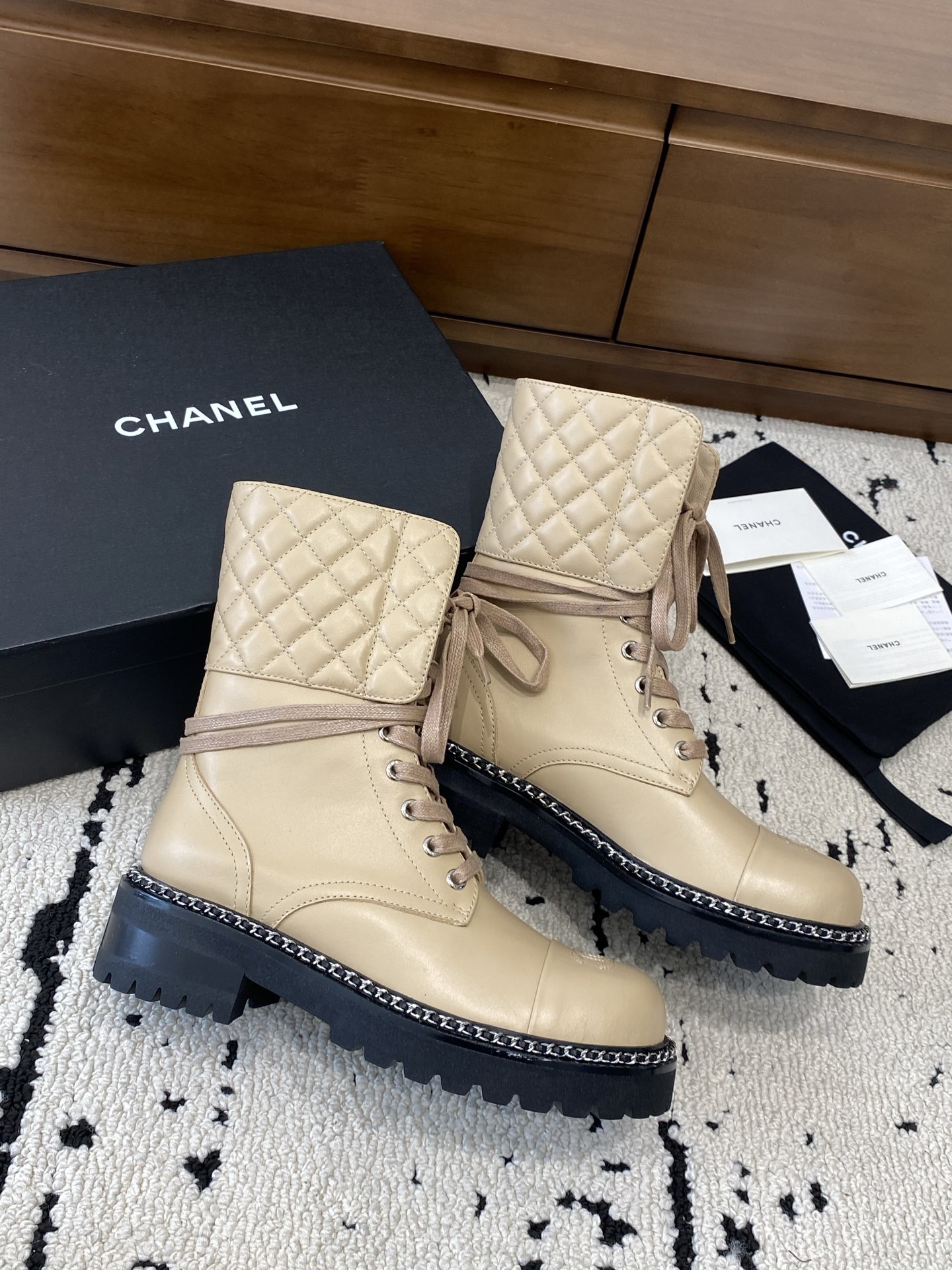 Chanel Crack Combat Boots