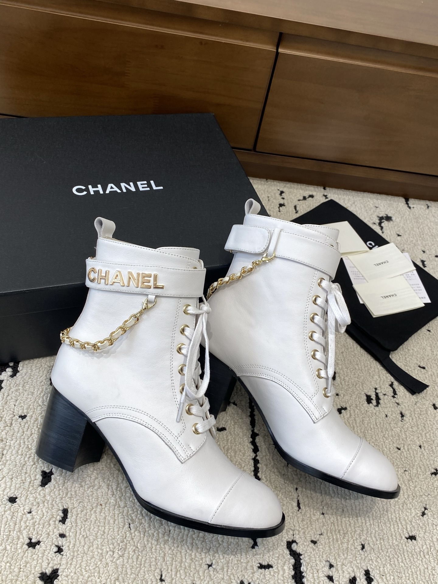 Chanel Chain Combat Boots