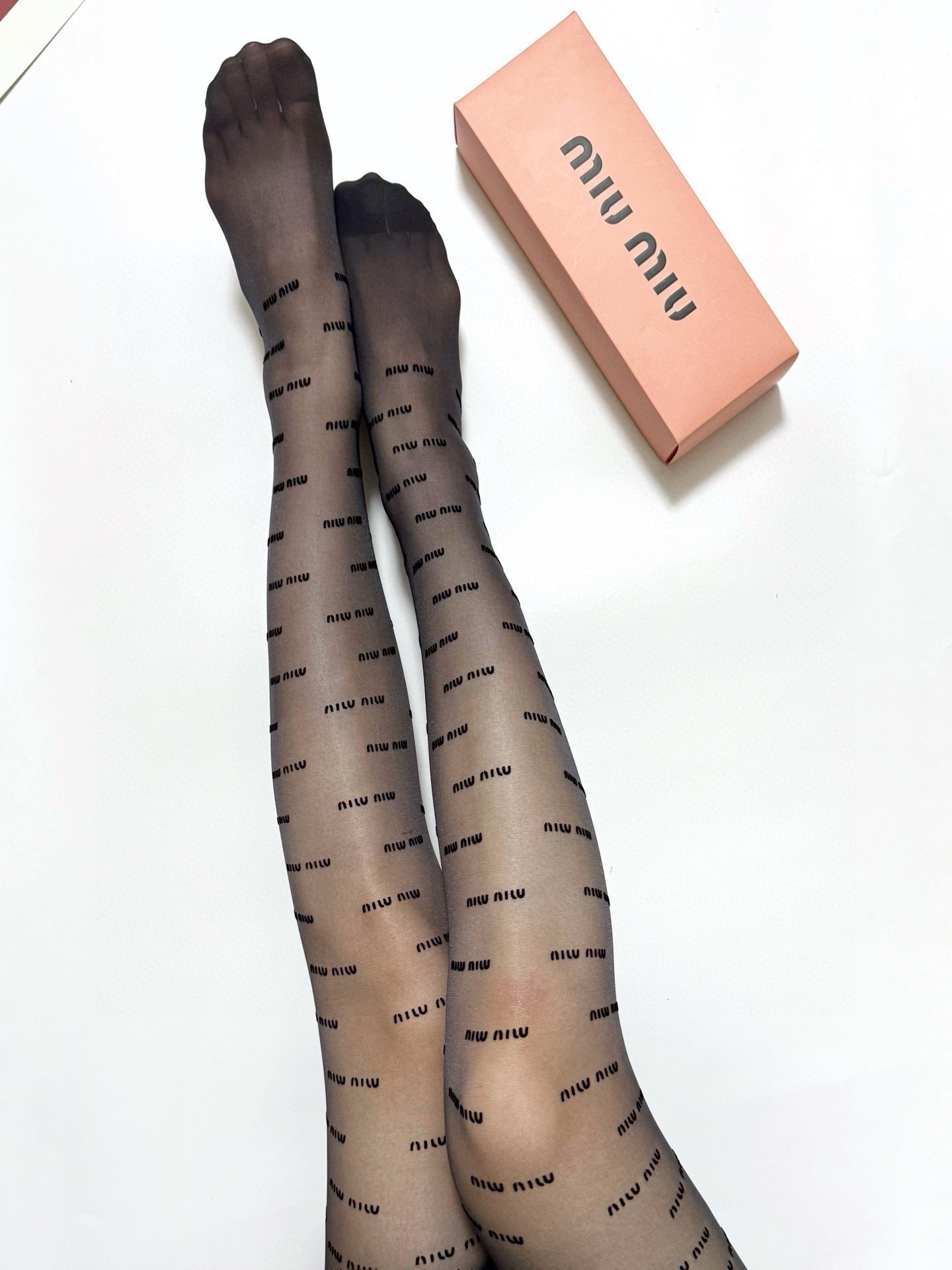 Miu Miu Classic Flocked Letter Stockings