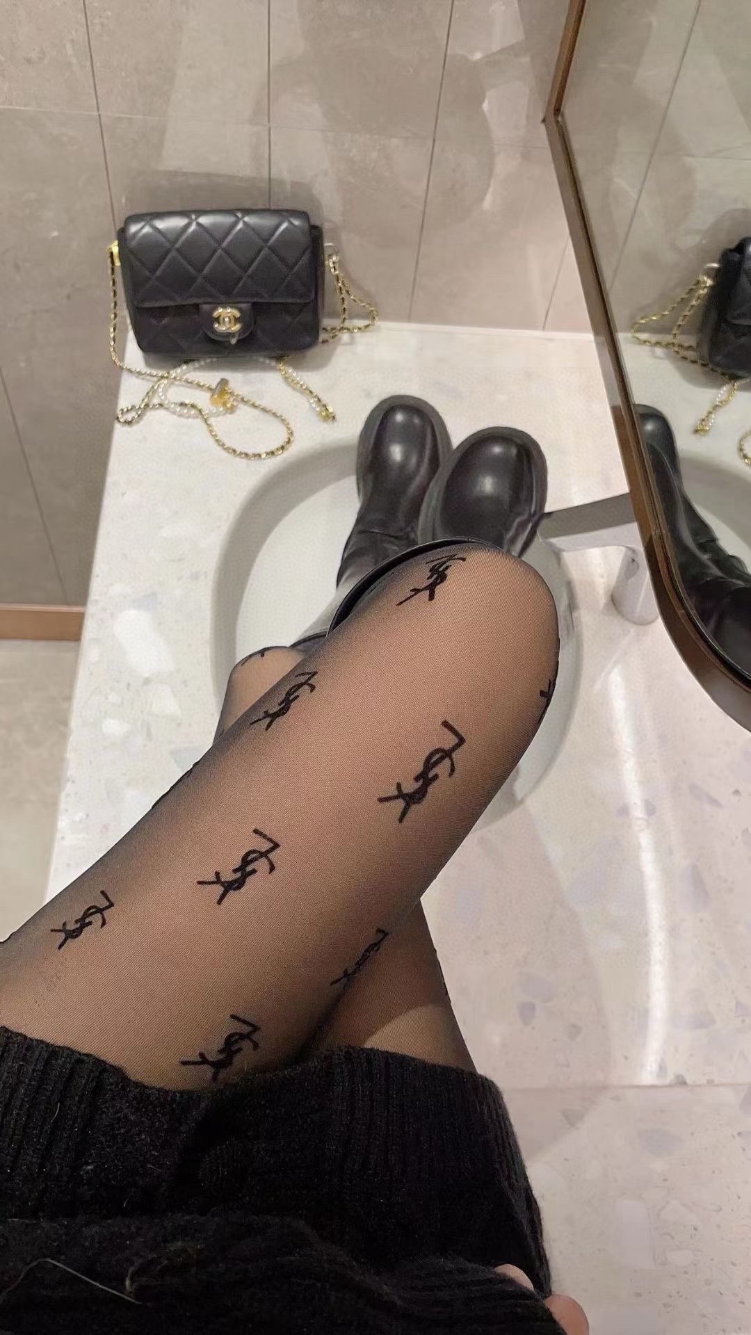 YSL monogram stockings