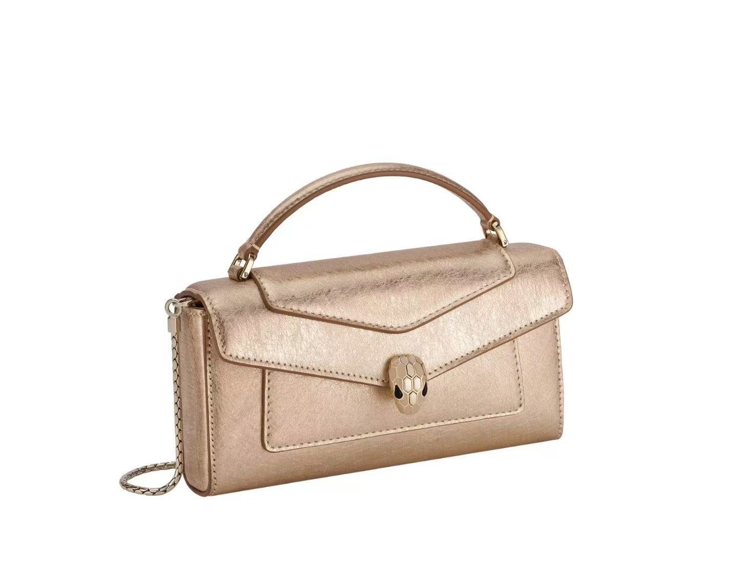 BVLGARI Serpenti Metallic Leather Pochette