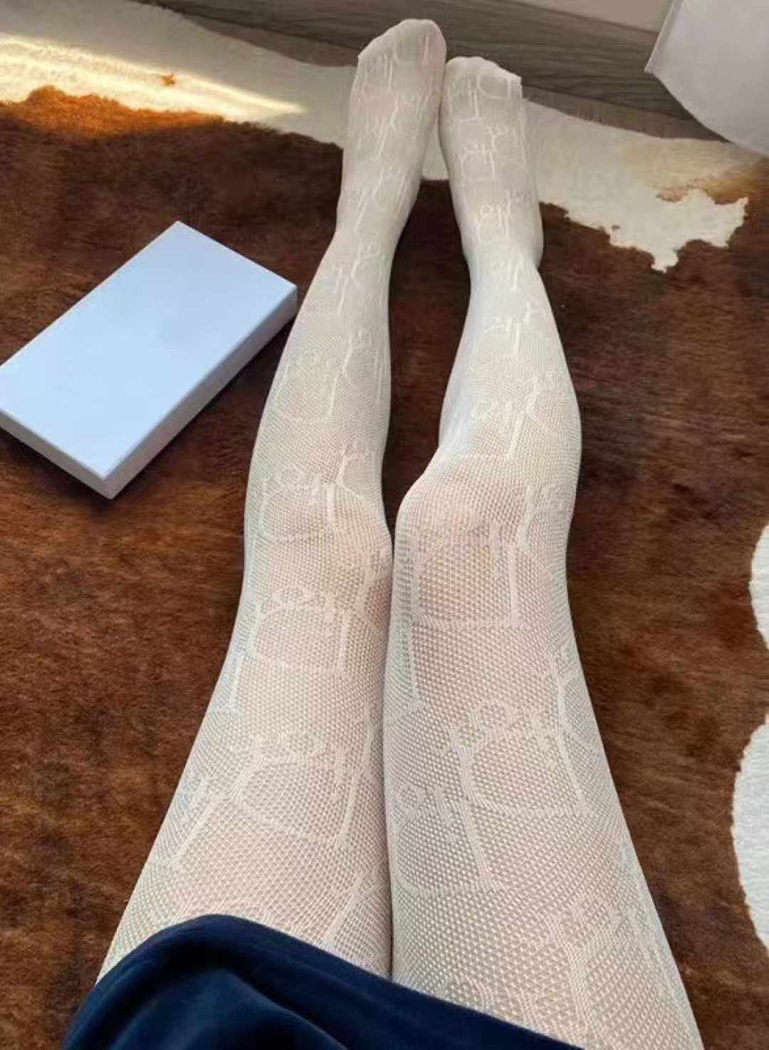 Dior Large D Letter Fishnet Tights