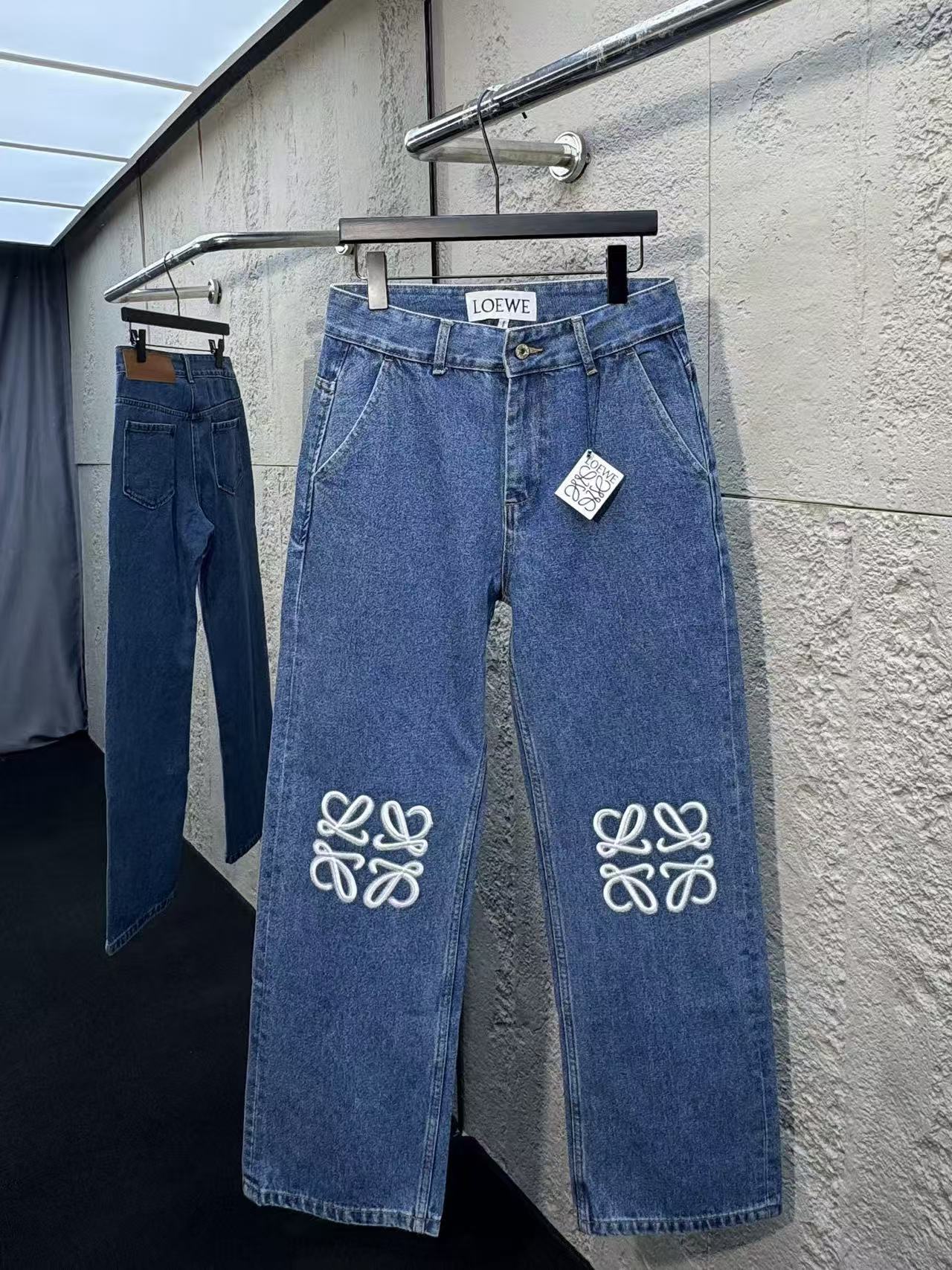 Loewe Anagram Baggy Jeans in Denim Blue