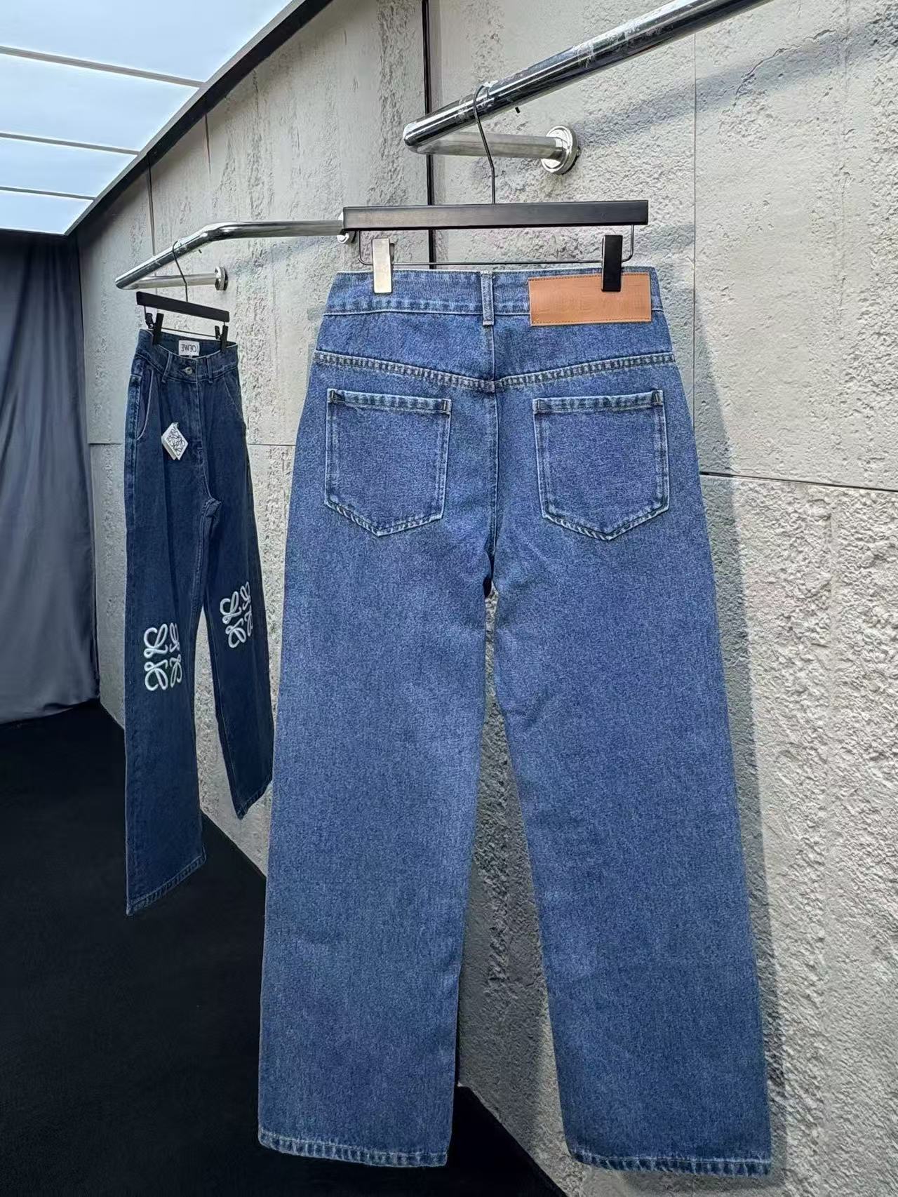 Loewe Anagram Baggy Jeans in Denim Blue