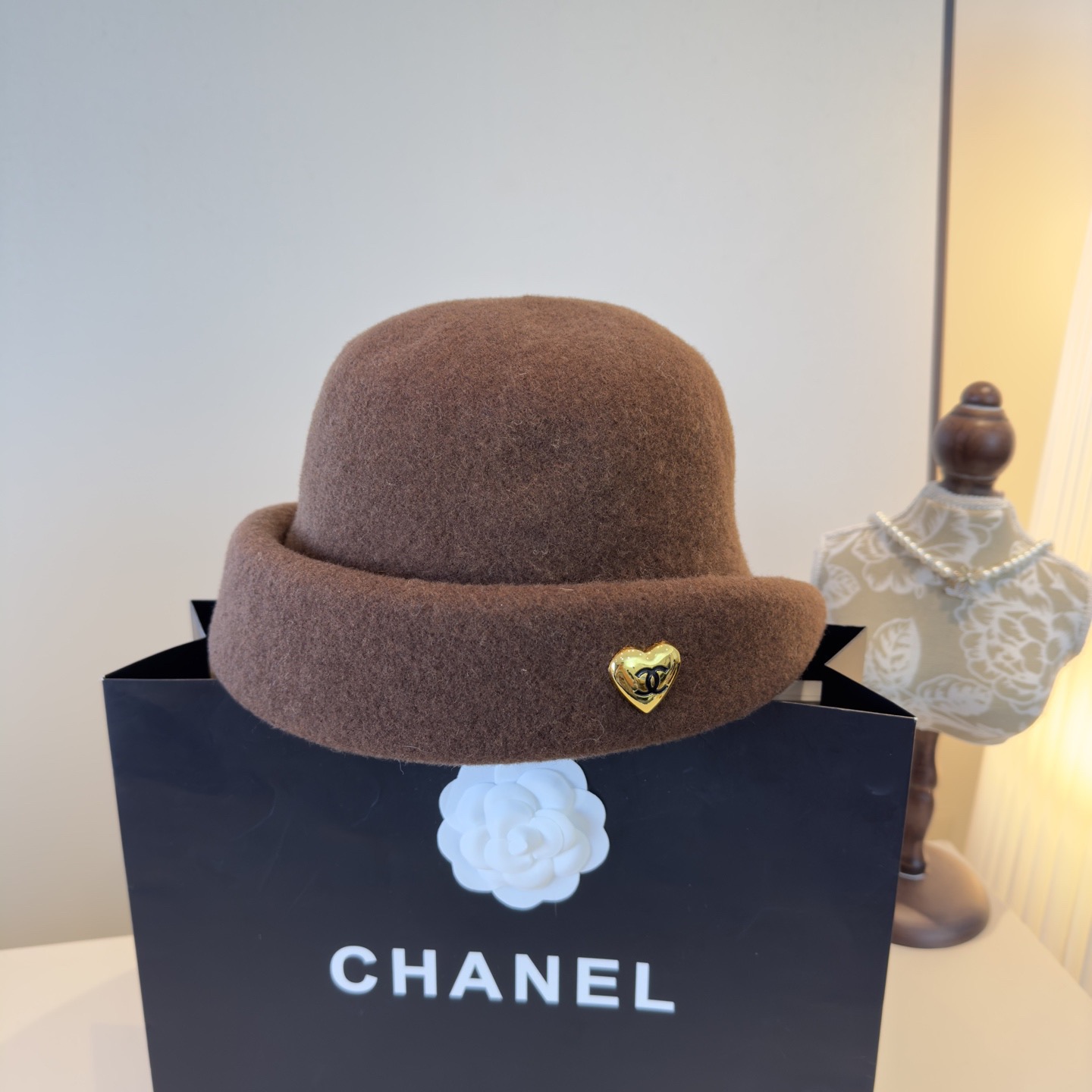 Chanel Rolled-Brim Bucket Hat