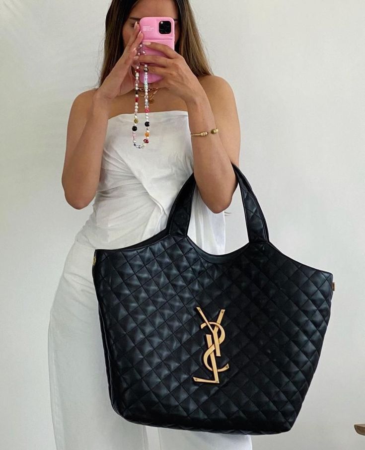 YSL Icare Maxi Shopping Bag Black