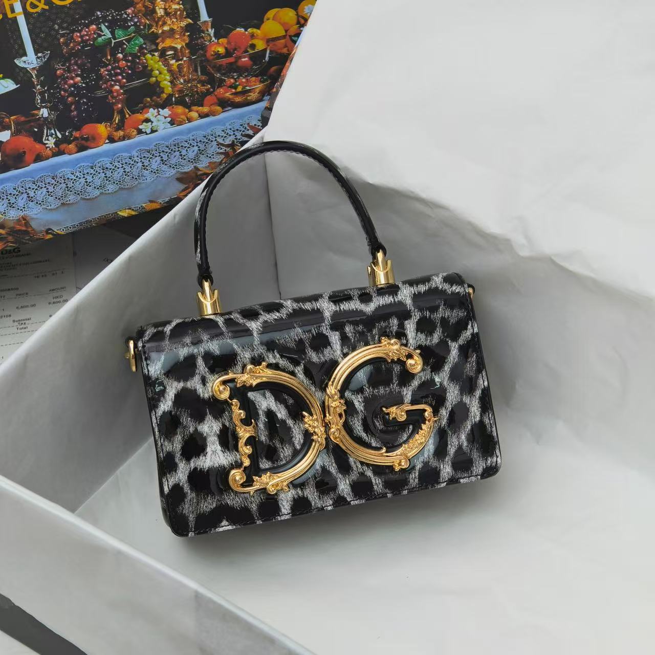 Dolce & Gabbana Patent Leather Leopard Print Bag