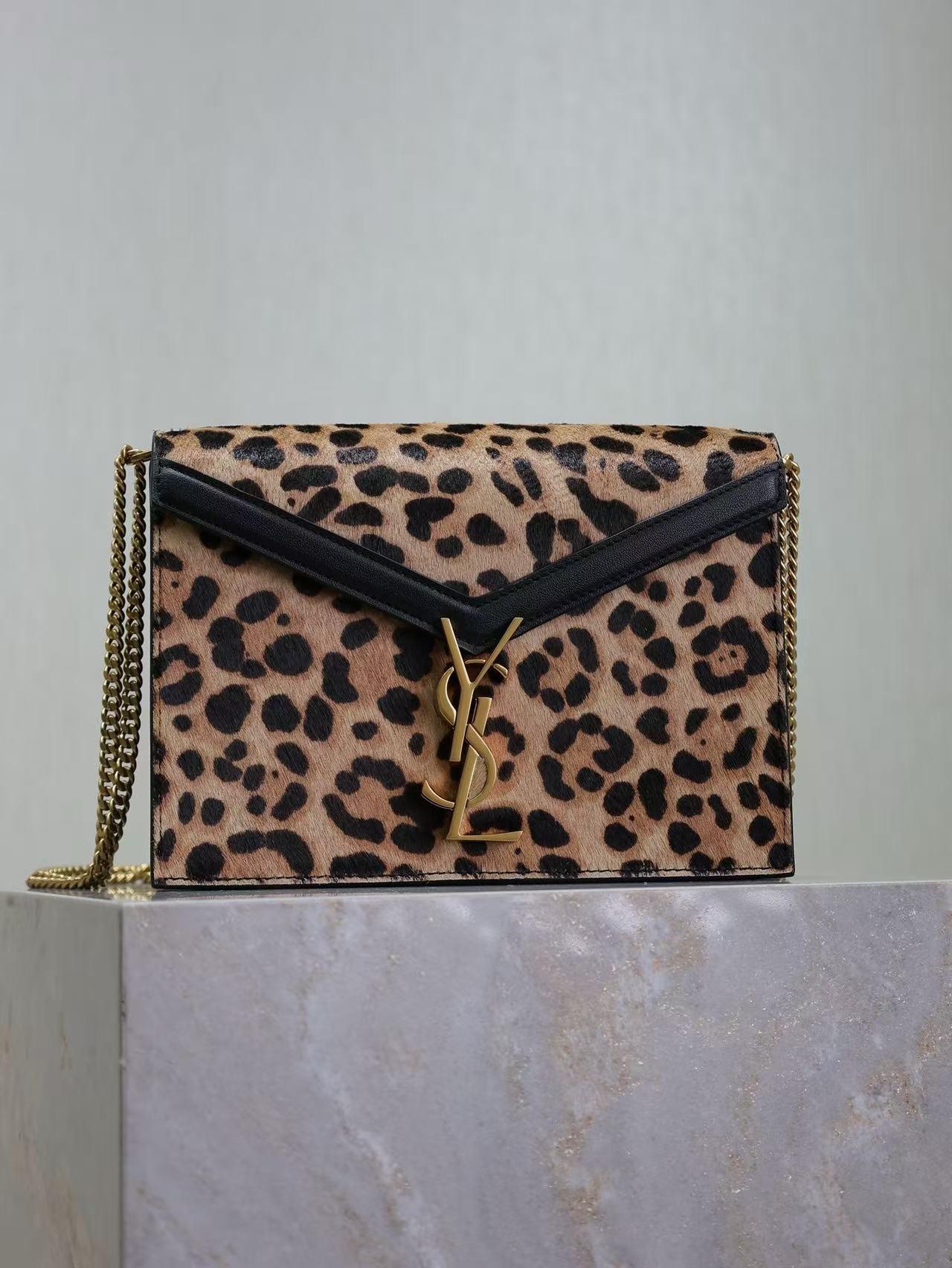 YSL Leopard Print Cassandra Chain Bag