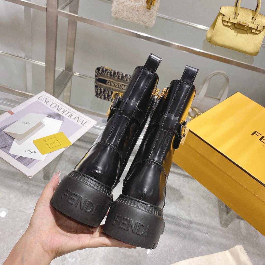 Fendi Fendigraphy Signature Logo Cuff Boots