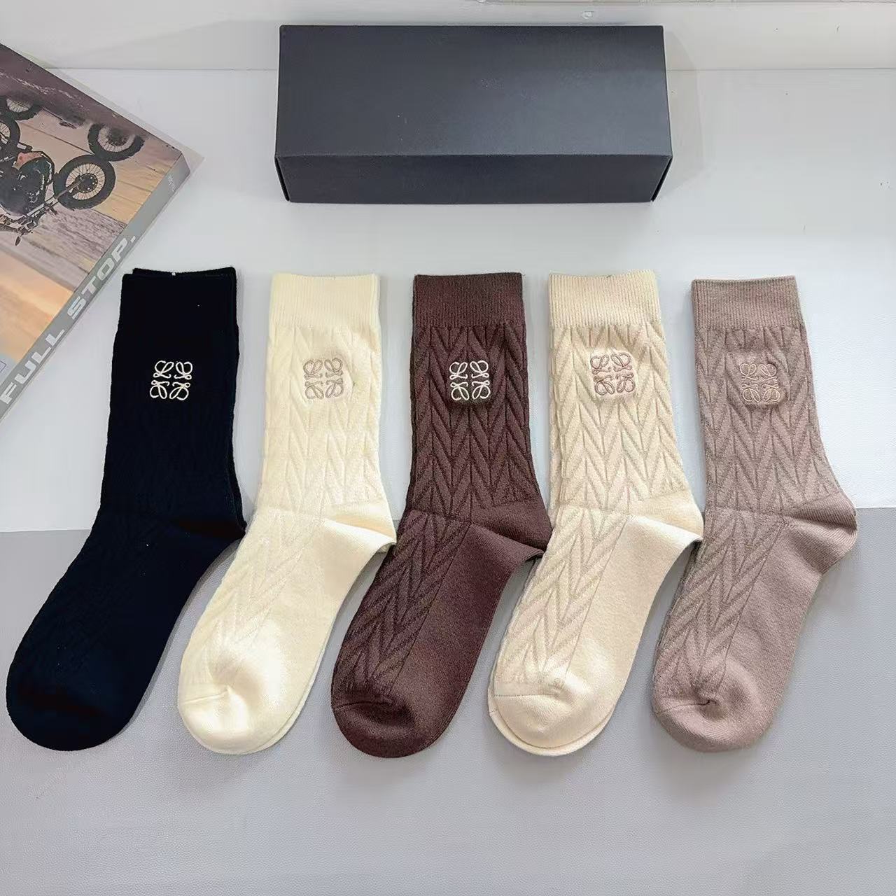 Loewe Embroidered Knee-High Socks [Box of 5 Pairs]