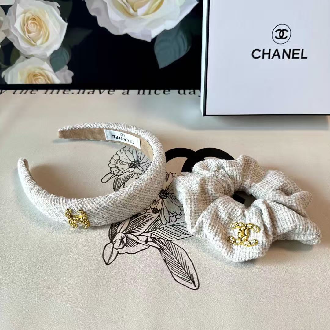 Chanel New Two-Piece Headband Set + Hair Tie